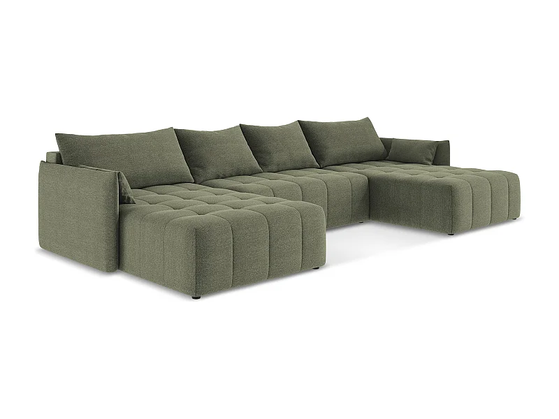 Sofa panoramiczna - z tkaniny bouclé - oliwkowy - MOKU
