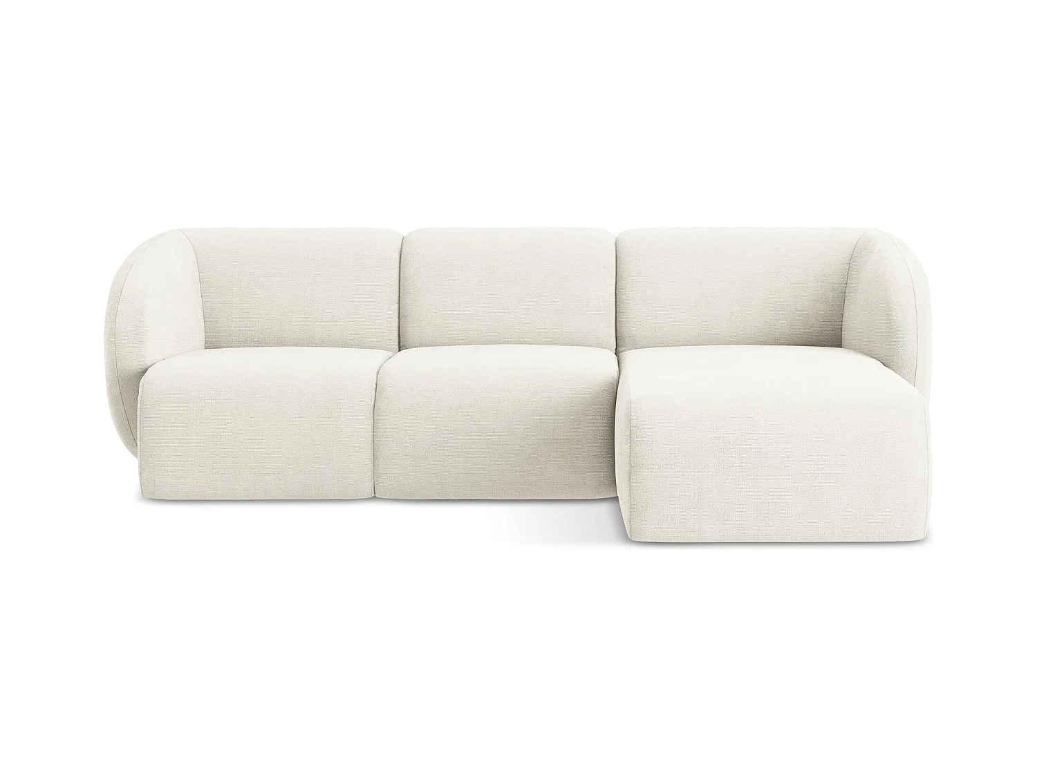 Canapé d'angle 3 places modulaire droit en tissu chenille - blanc - LANI