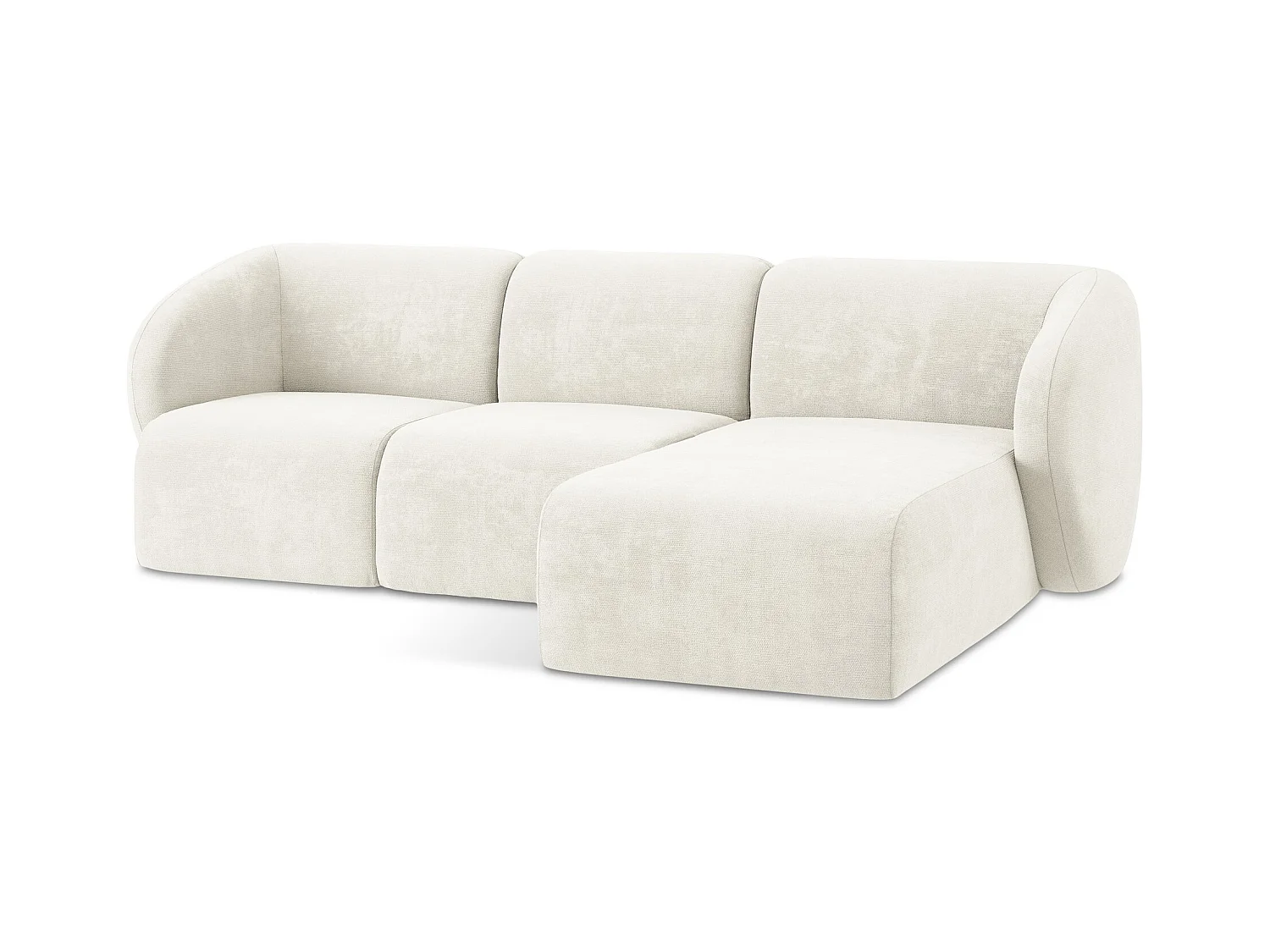 Canapé d'angle 3 places modulaire droit en tissu chenille - blanc - LANI