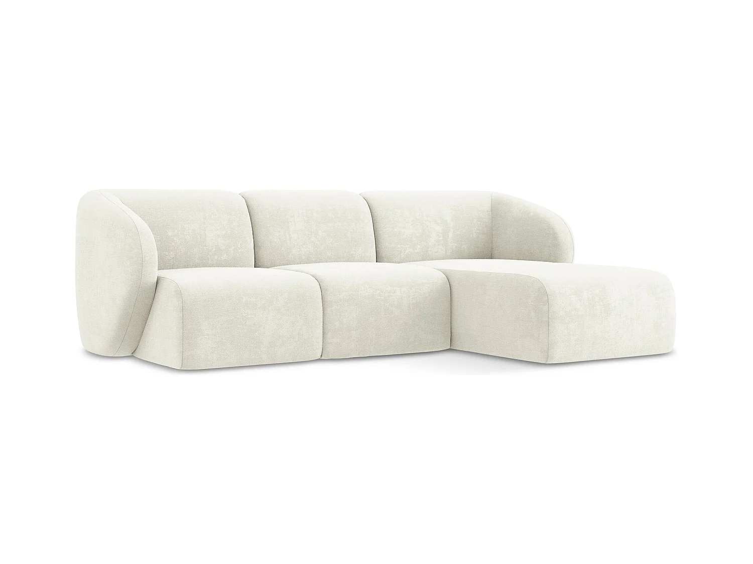 Canapé d'angle 3 places modulaire droit en tissu chenille - blanc - LANI