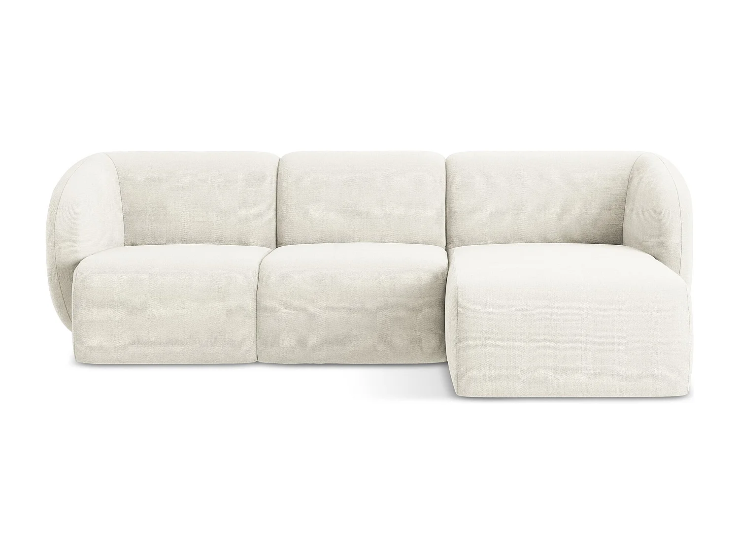 Canapé d'angle 3 places modulaire droit en tissu chenille - blanc - LANI