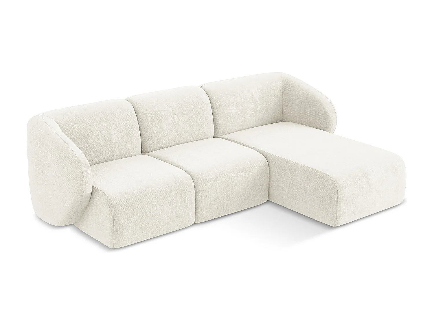 Canapé d'angle 3 places modulaire droit en tissu chenille - blanc - LANI