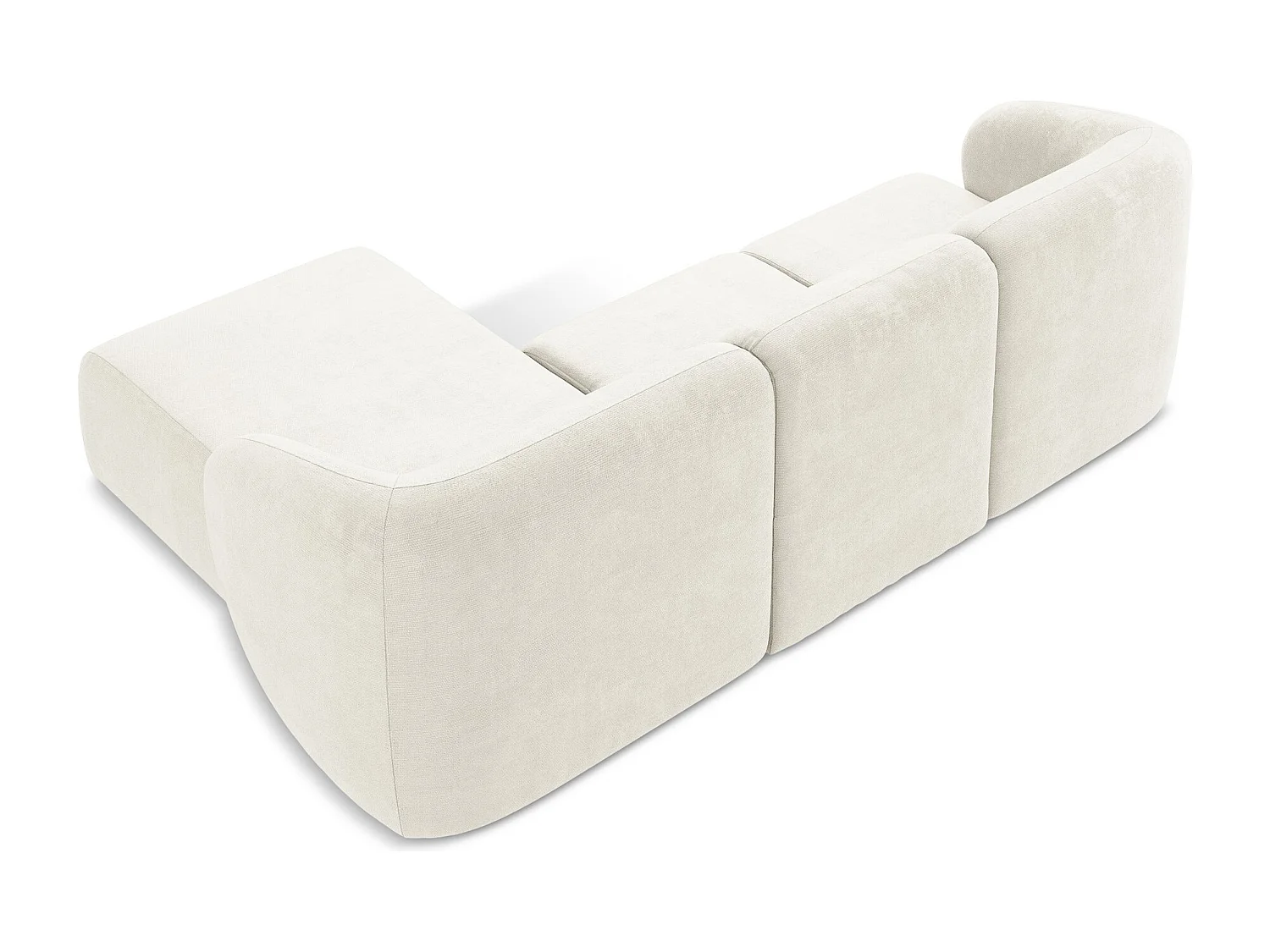 Canapé d'angle 3 places modulaire droit en tissu chenille - blanc - LANI