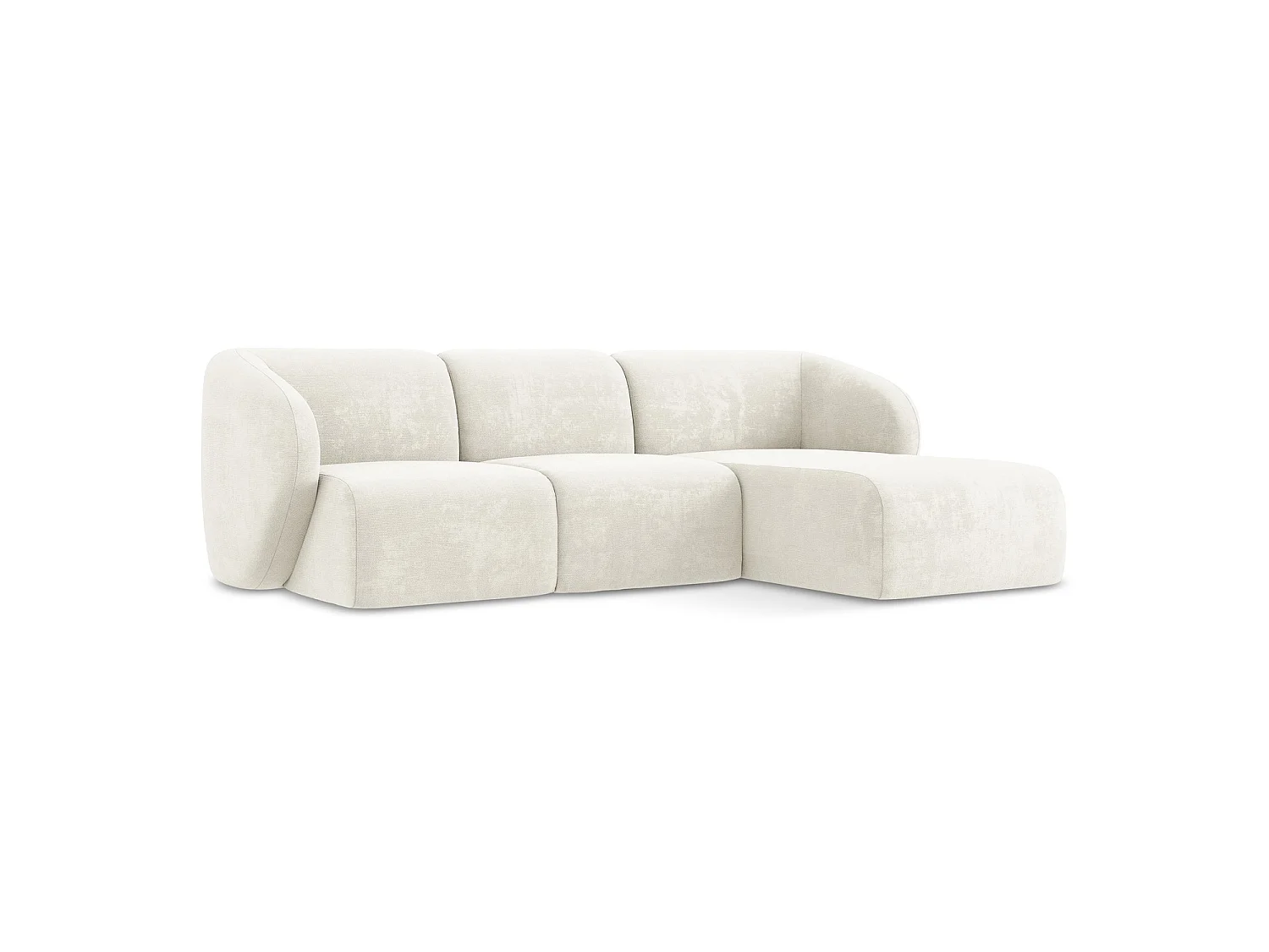 Modulaire hoekbank rechts van wit chenille stof - CERVO