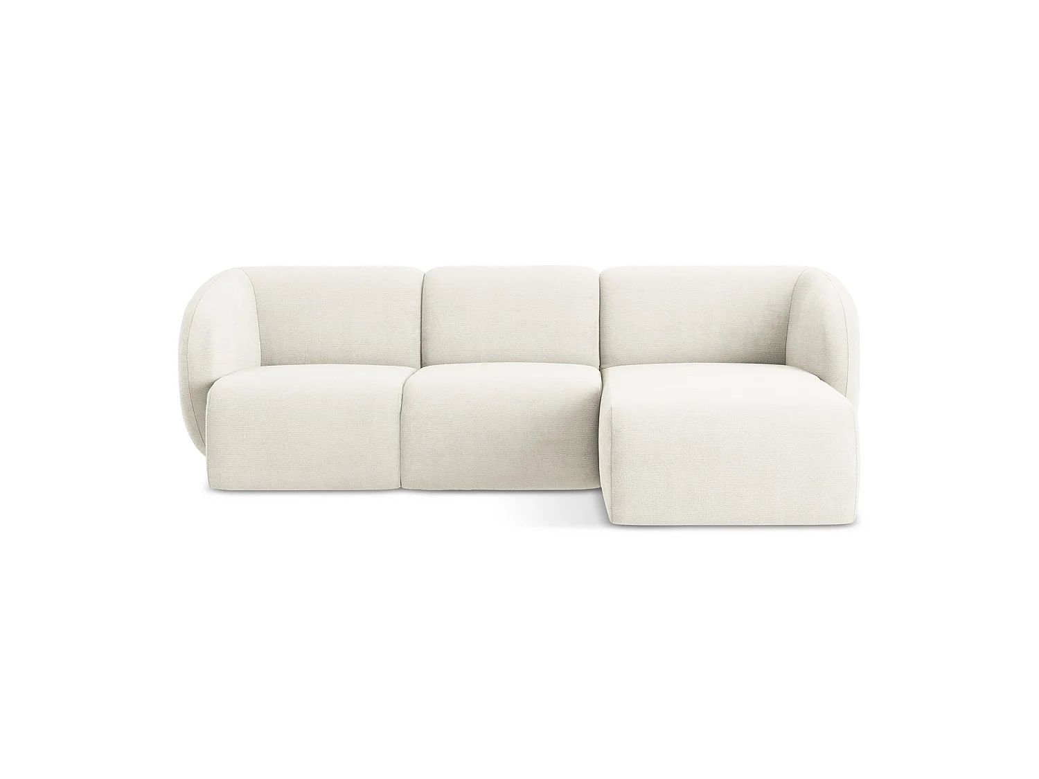 Modulaire hoekbank rechts van wit chenille stof - CERVO