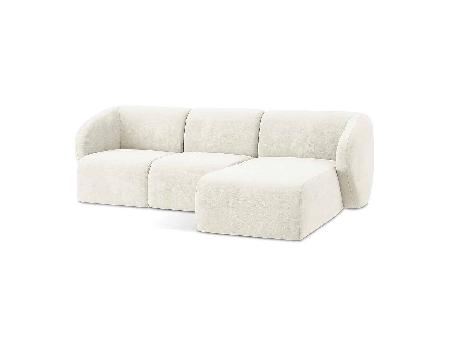 Modulaire hoekbank rechts van wit chenille stof - CERVO