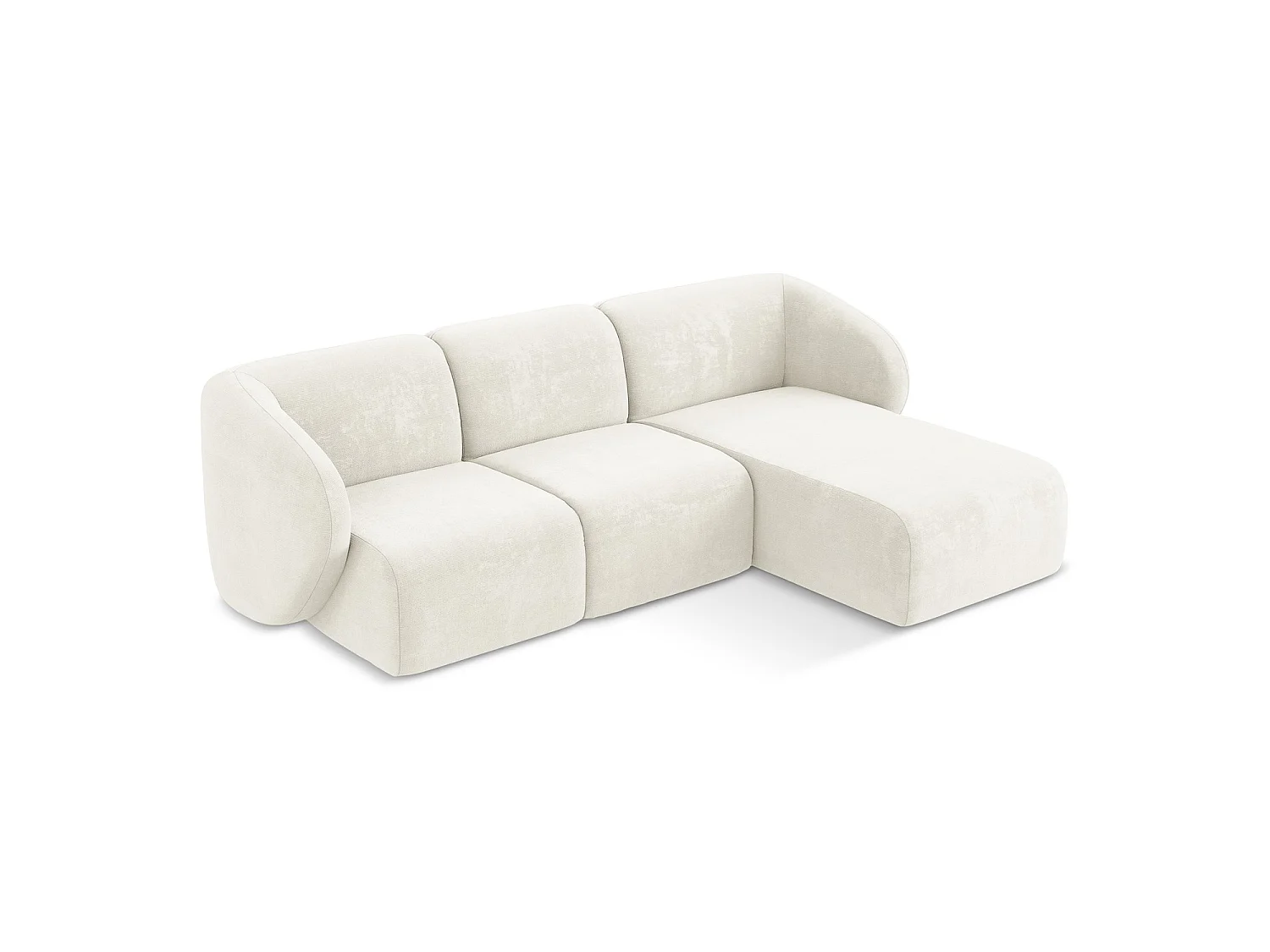 Modulaire hoekbank rechts van wit chenille stof - CERVO
