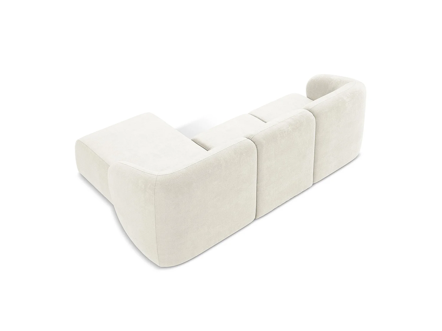 Modulaire hoekbank rechts van wit chenille stof - CERVO