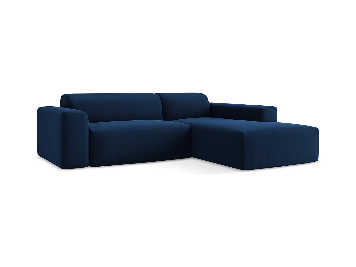 Canapé d'angle 3 places modulaire droit en velours - bleu royal - KELI