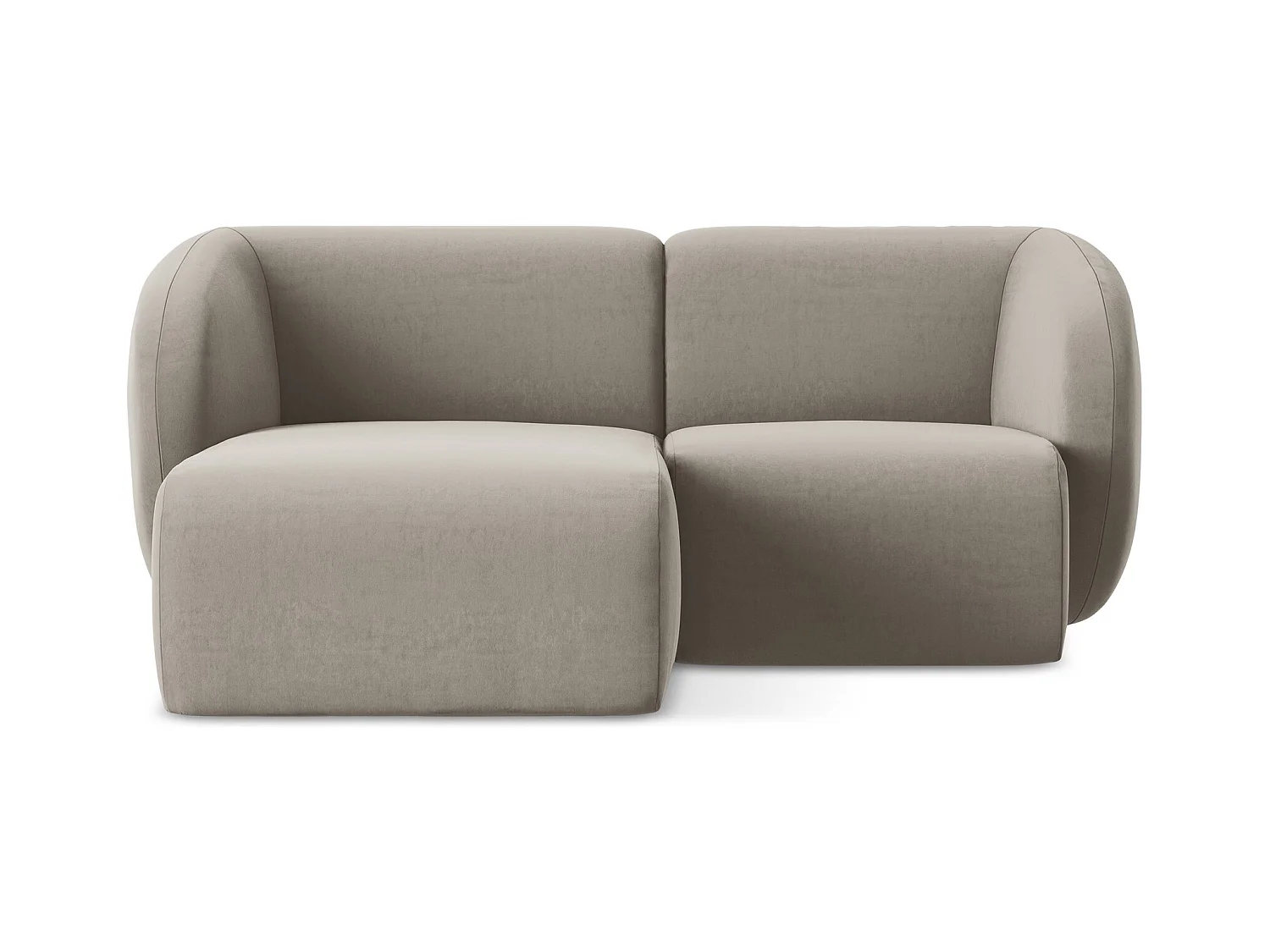 Canapé d'angle 2,5 places modulaire gauche en velours - taupe - LANI