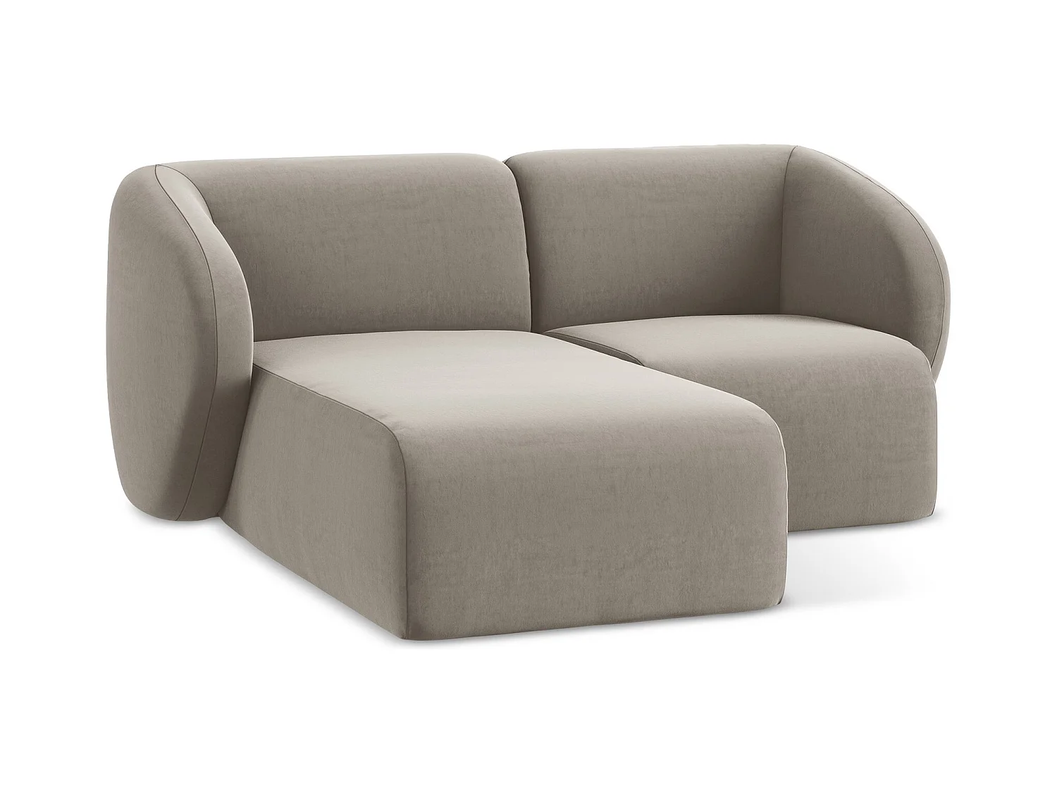 Canapé d'angle 2,5 places modulaire gauche en velours - taupe - LANI