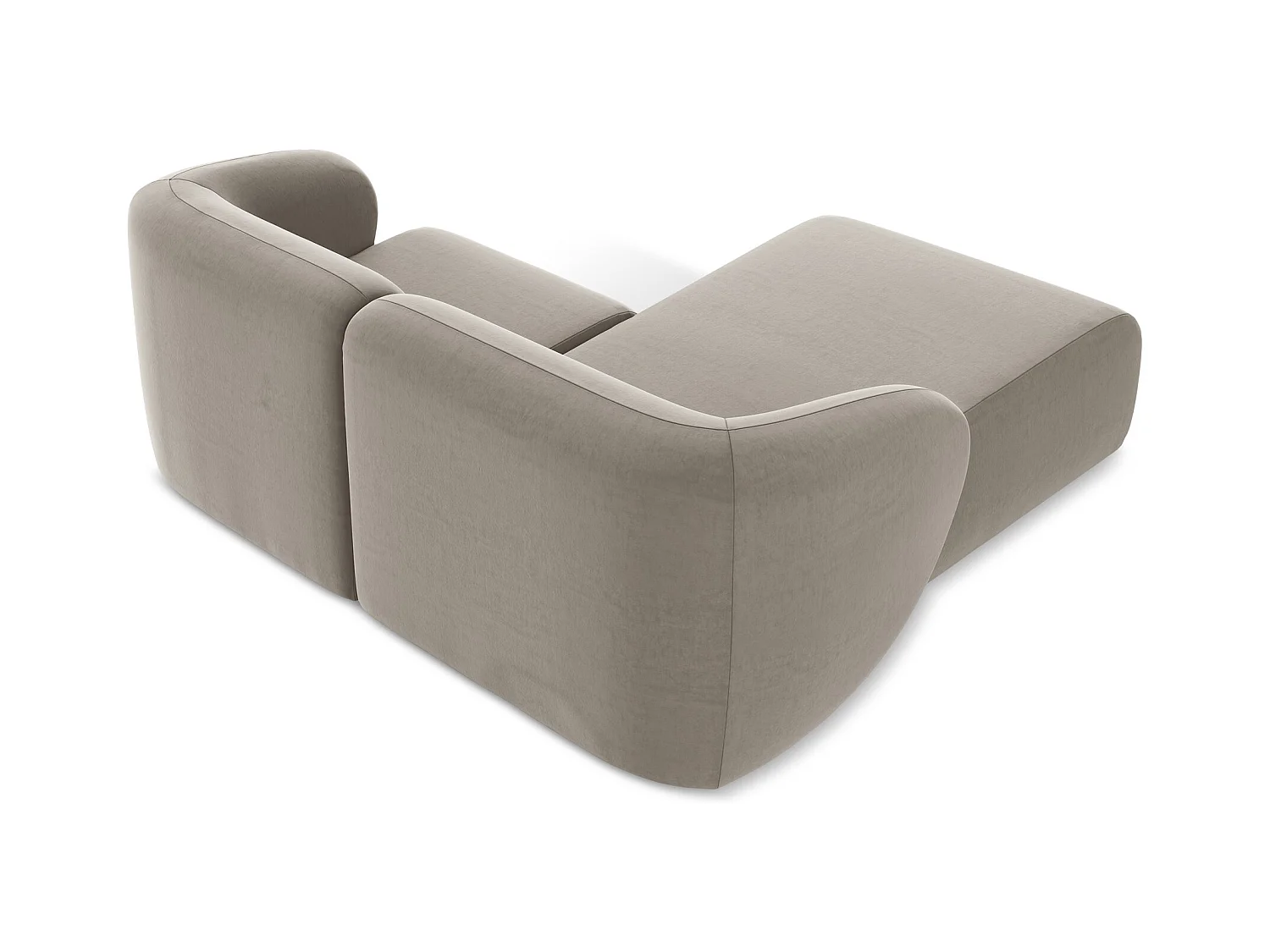 Canapé d'angle 2,5 places modulaire gauche en velours - taupe - LANI