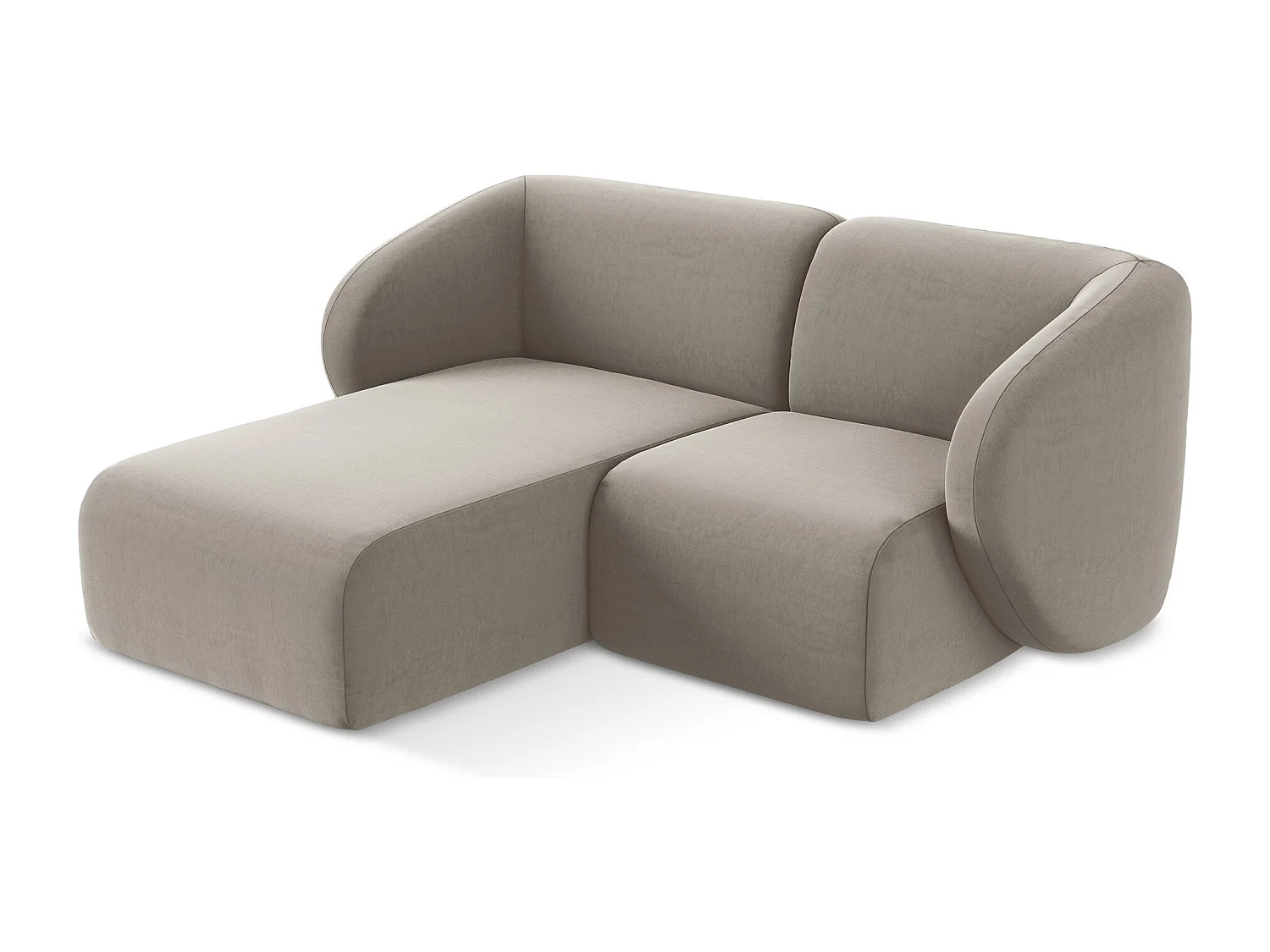 Modulaire hoekbank links van taupe velours - LANI