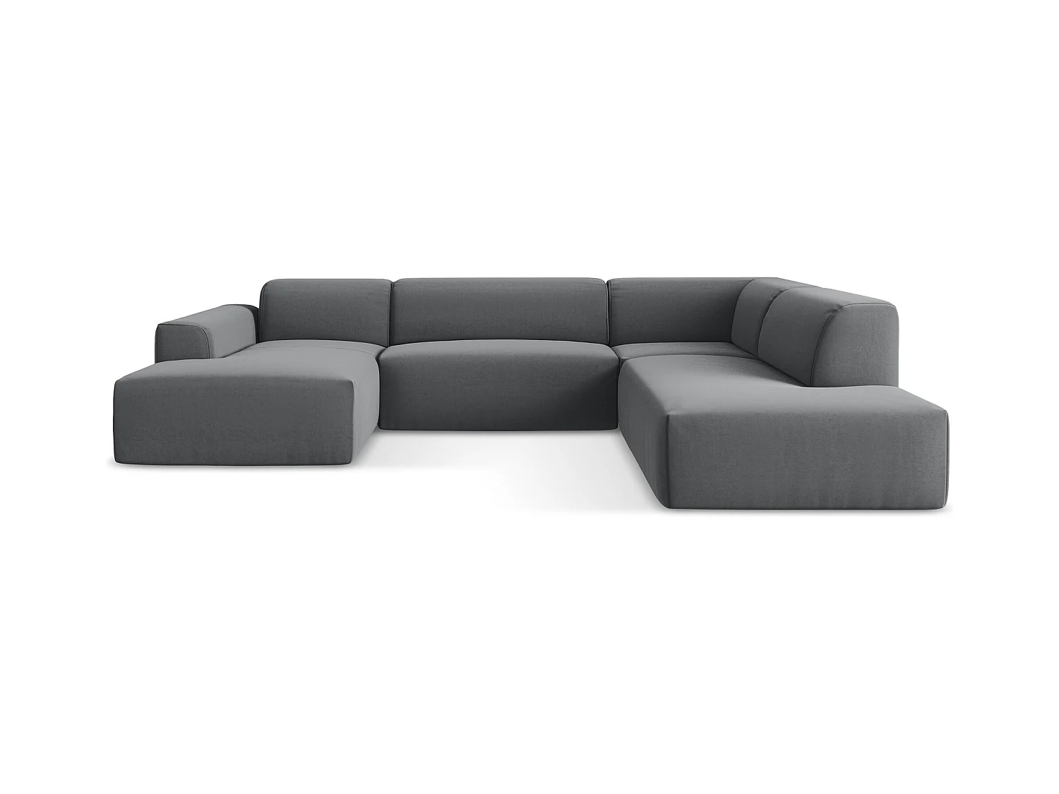 Panoramische hoekbank rechts van staal velours - KELI