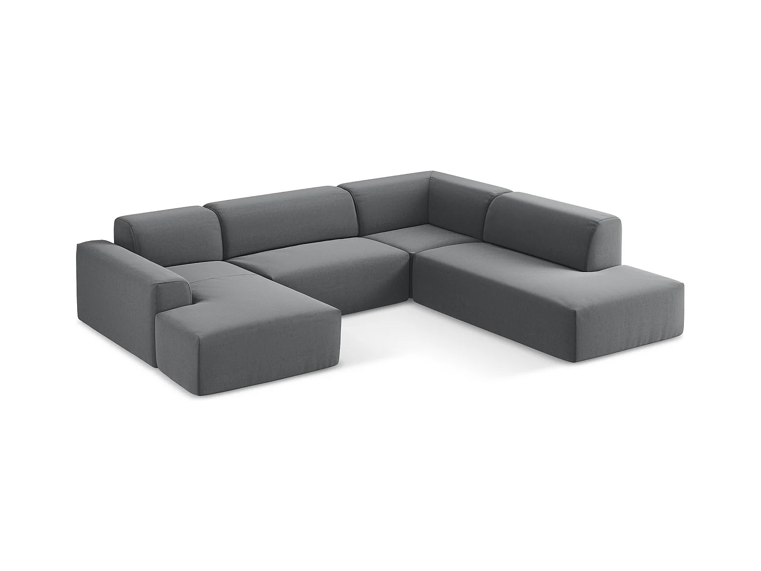 Panoramische hoekbank rechts van staal velours - KELI