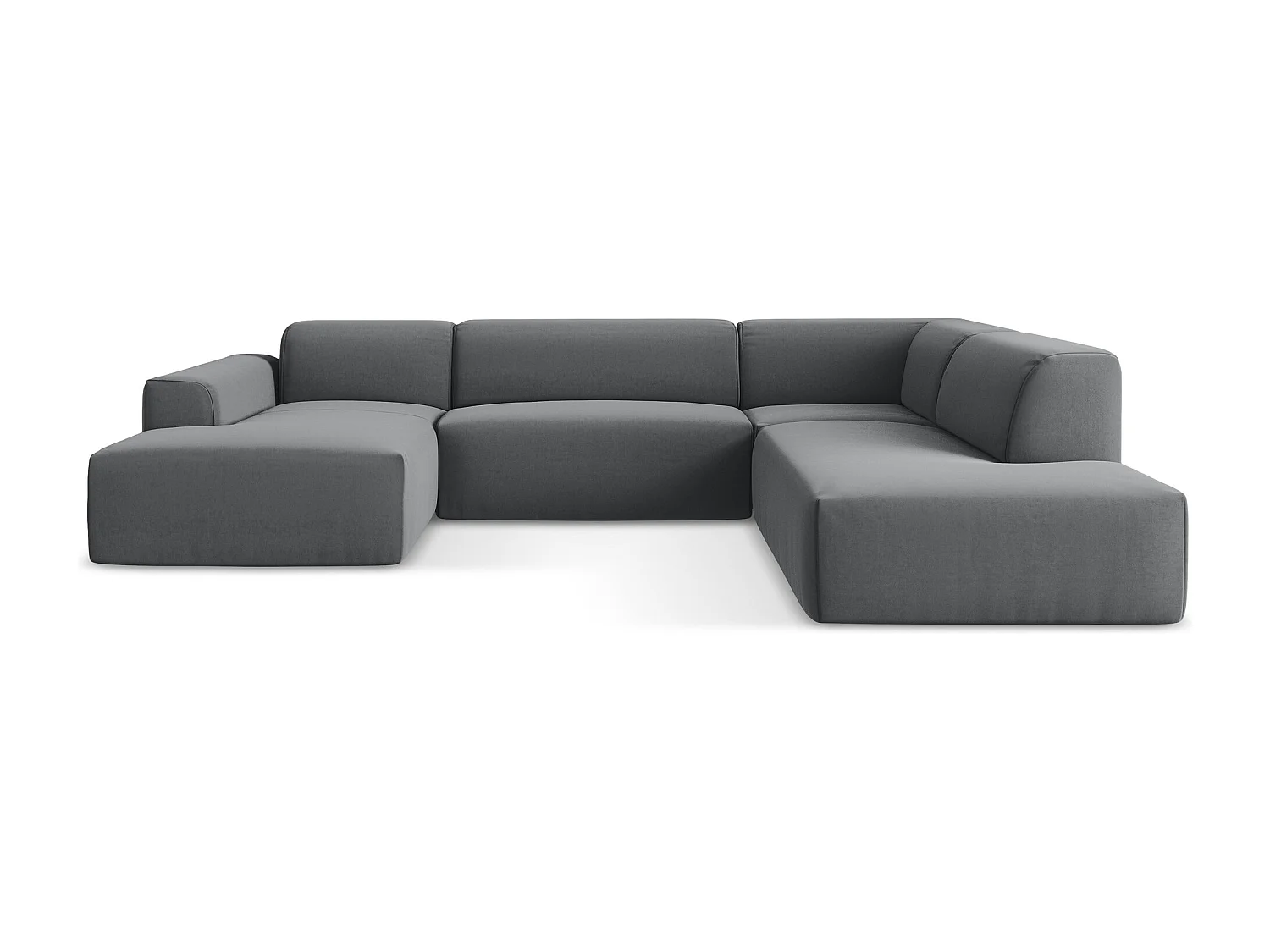 Canapé panoramique 5 places droit en velours - acier - KELI