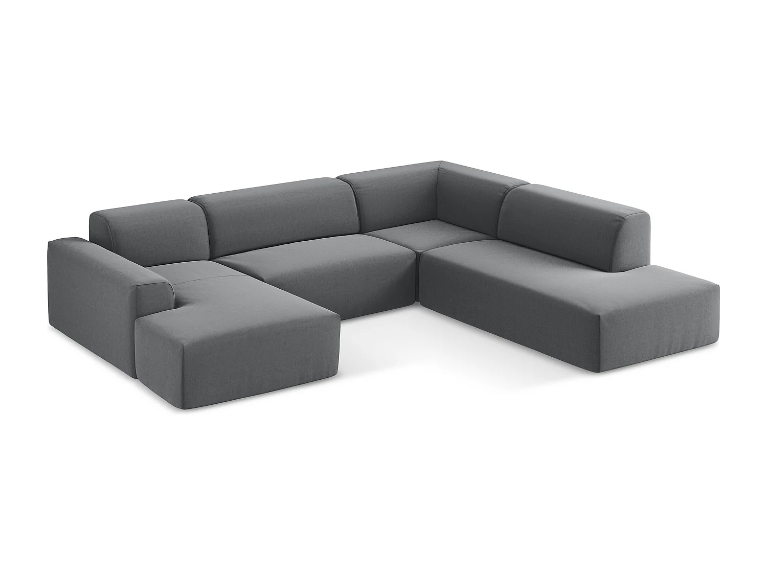 Canapé panoramique 5 places droit en velours - acier - KELI