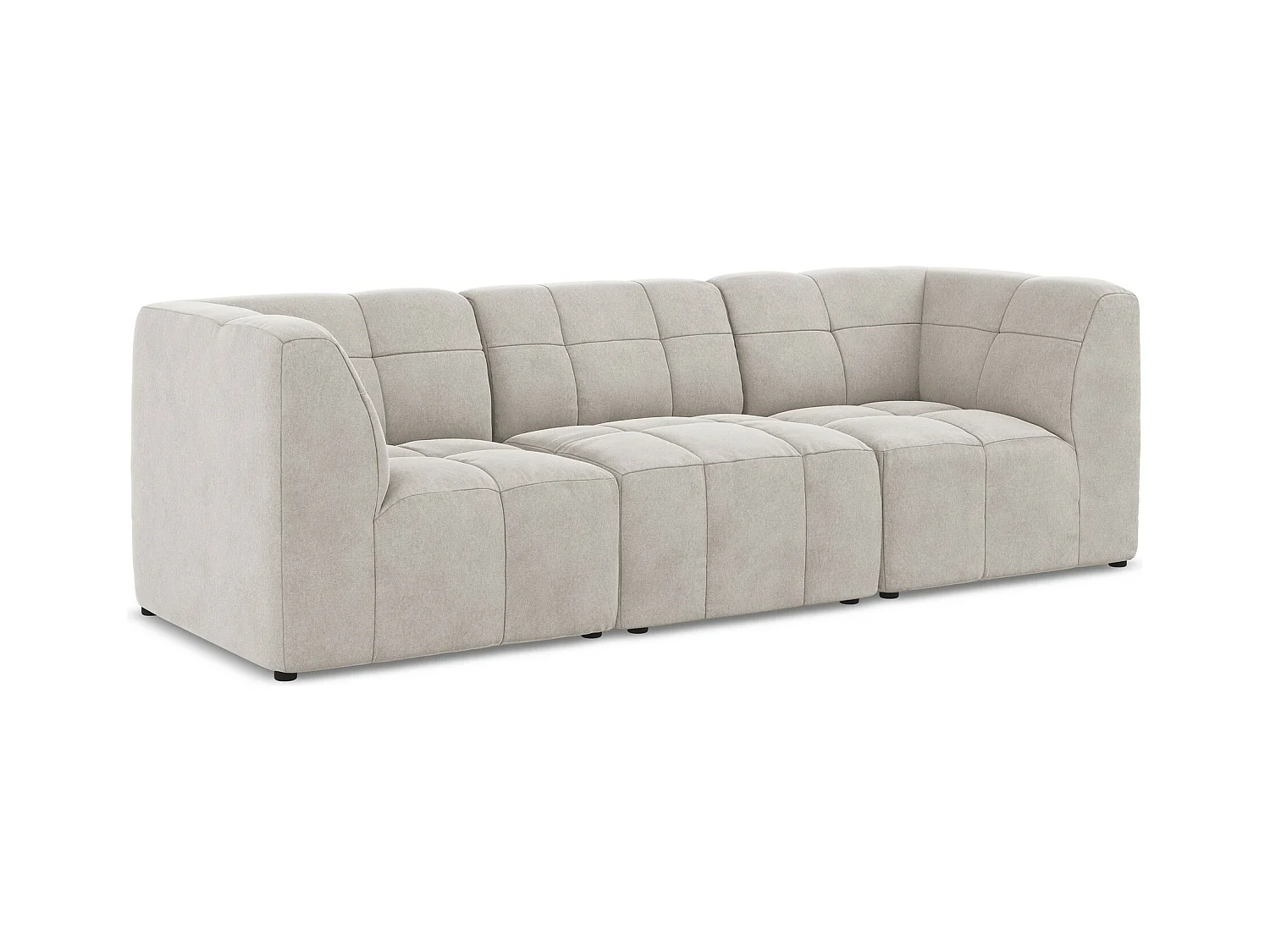 Canapé modulable 3 places en velours - beige clair - ALOHA