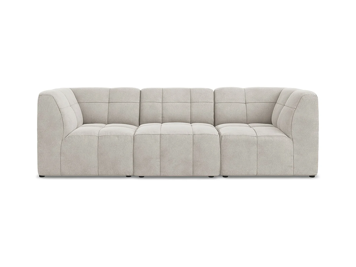 Canapé modulable 3 places en velours - beige clair - ALOHA