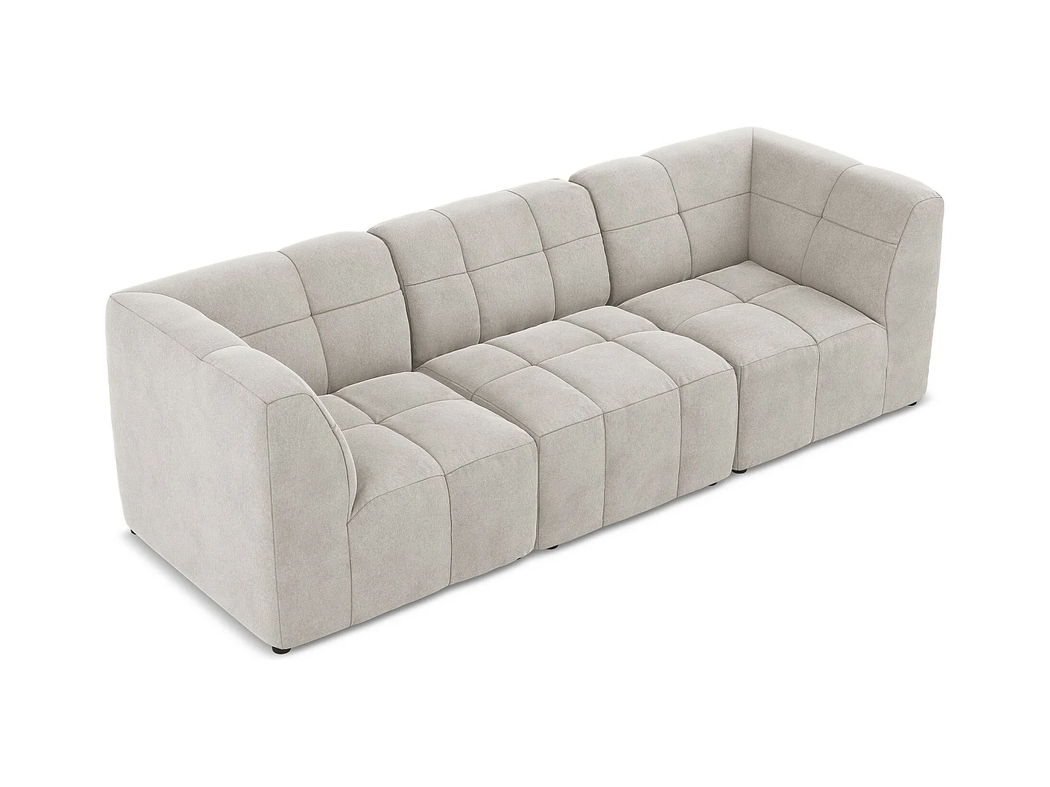 Canapé modulable 3 places en velours - beige clair - ALOHA