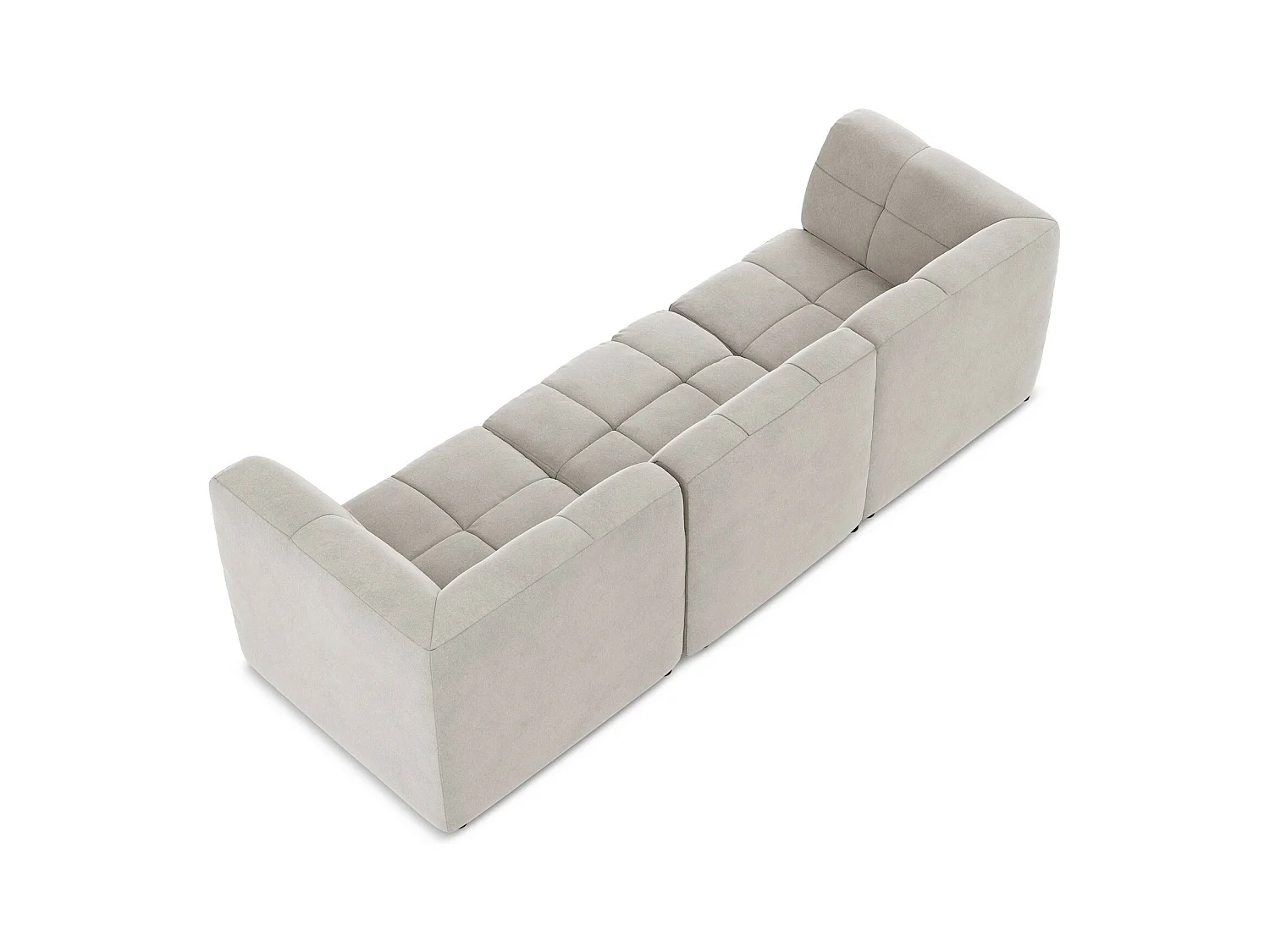 Canapé modulable 3 places en velours - beige clair - ALOHA
