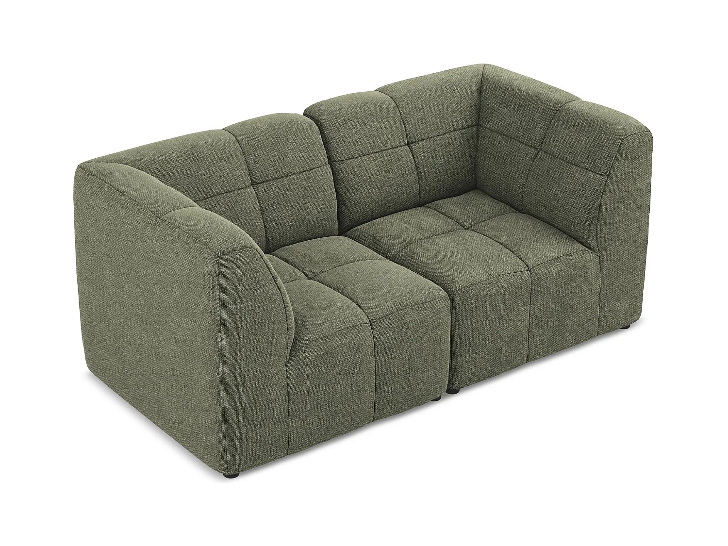 Tweezits modulaire bank van olijfgroen bouclé - ALOHA