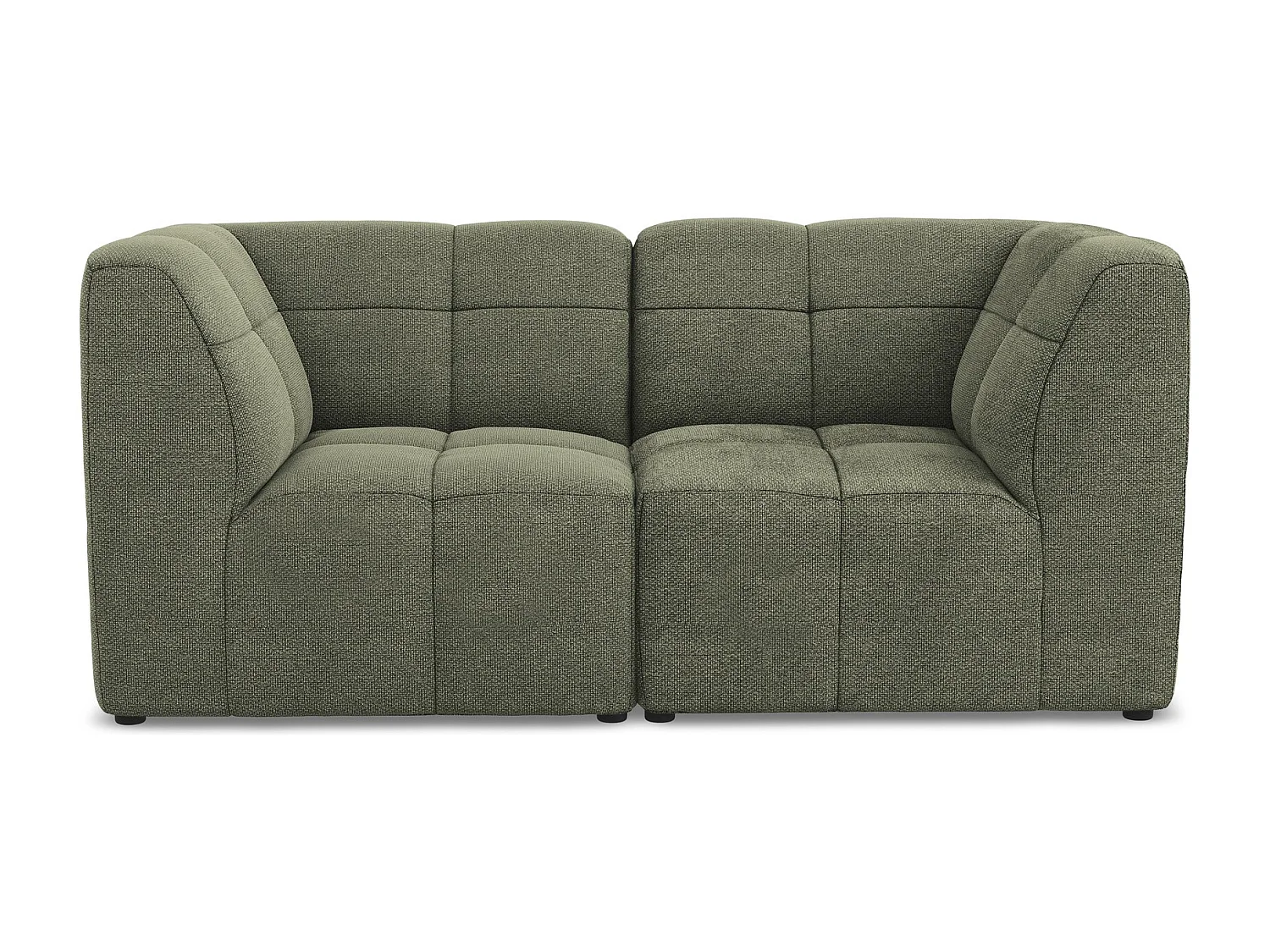 Canapé modulable 2 places en tissu bouclette - olive - ALOHA