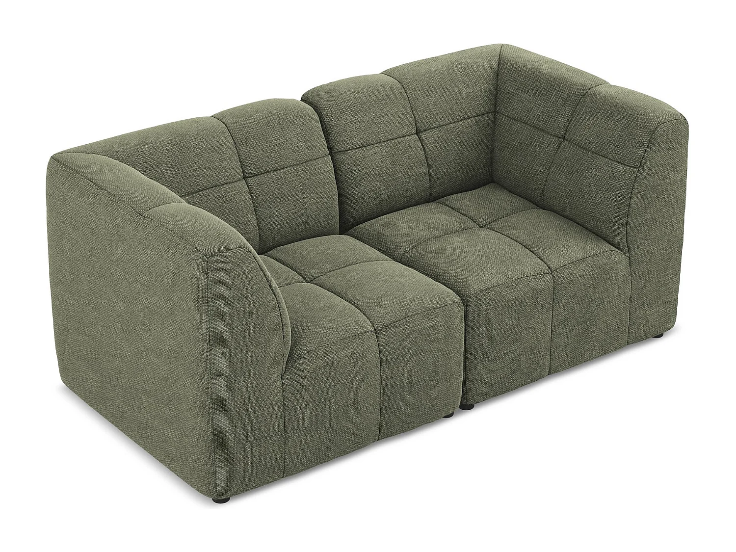 Canapé modulable 2 places en tissu bouclette - olive - ALOHA
