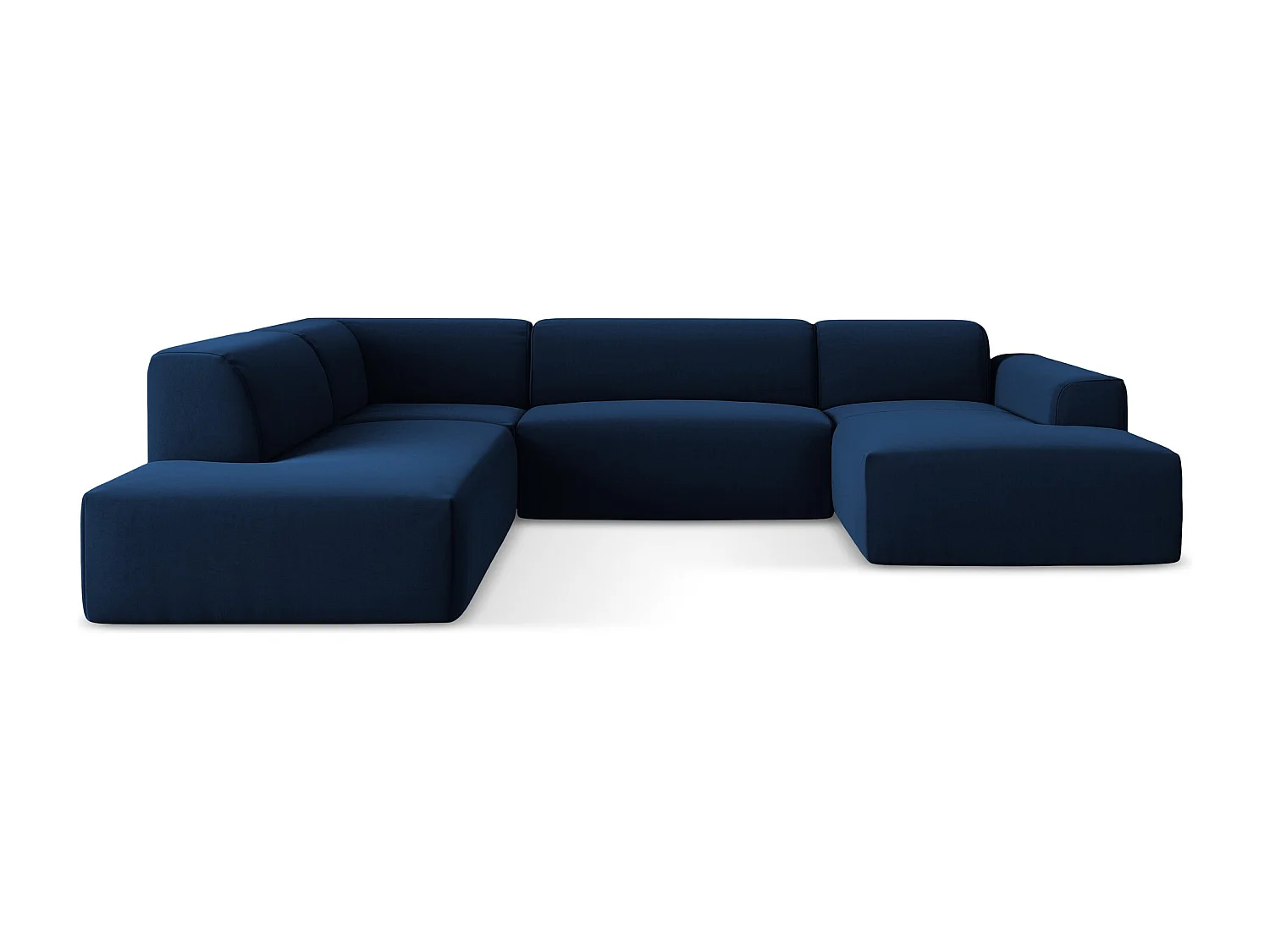 Canapé panoramique 5 places gauche en velours - bleu royal - KELI