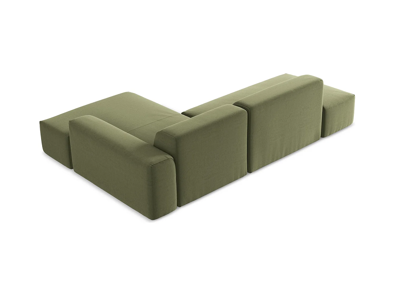 Modulaire hoekbank links van olijfgroen velours - KELI