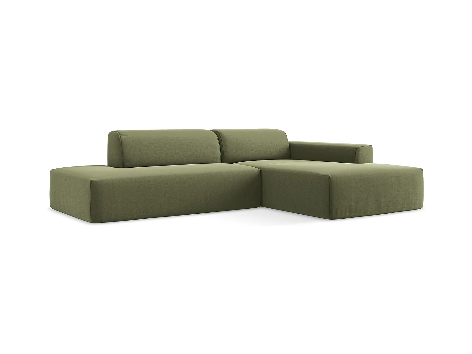 3-Sitzer Modulares Ecksofa - Ecke Links - Samt - Olive - KELI