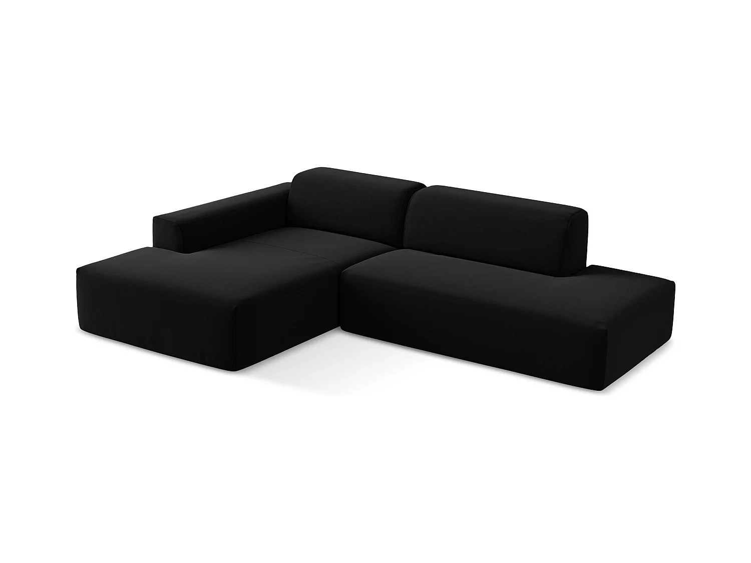 Modulaire hoekbank rechts van zwart velours - KELI