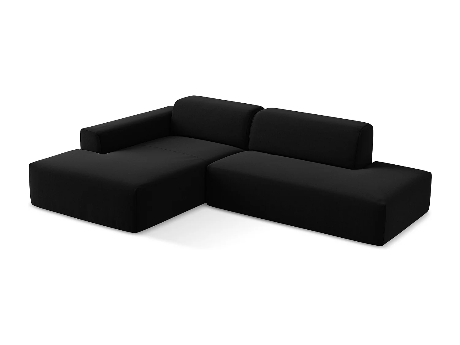 Canapé d'angle 3 places modulaire droit en velours - noir - KELI