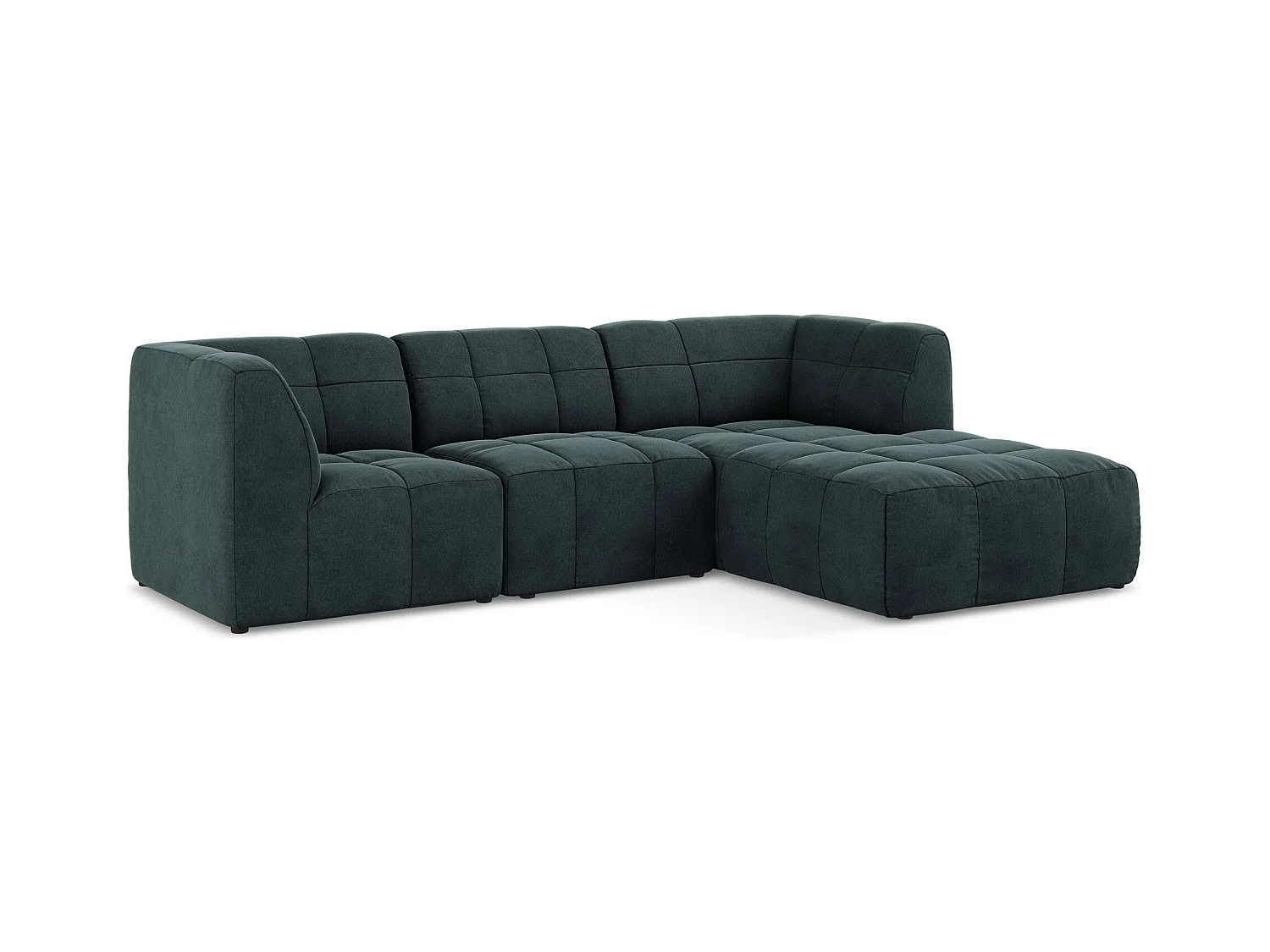 3-Sitzer Modulares Ecksofa - Ecke Rechts - Samt - Marine - ALOHA