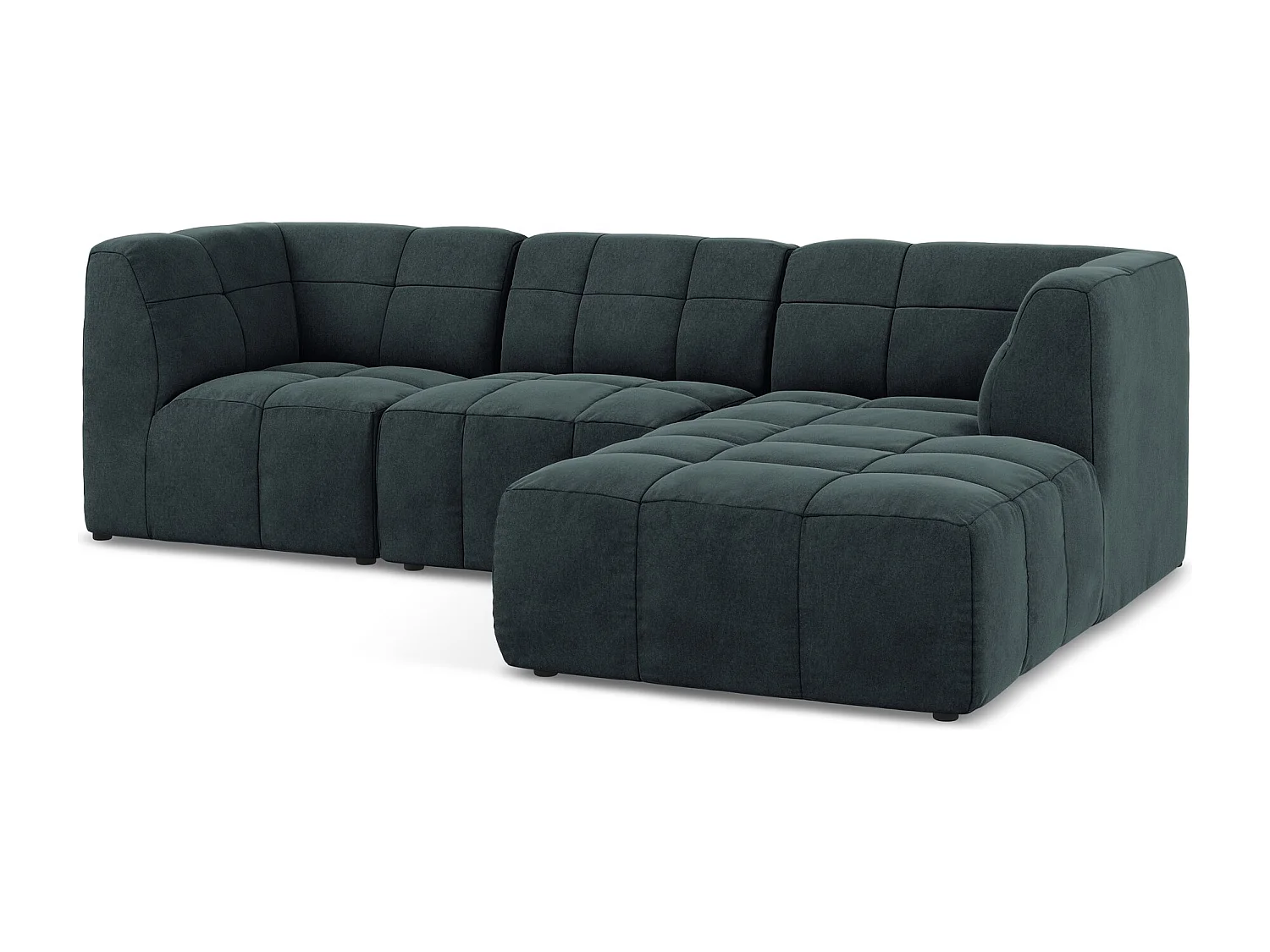 Canapé d'angle 3 places modulaire droit en velours - marin - ALOHA