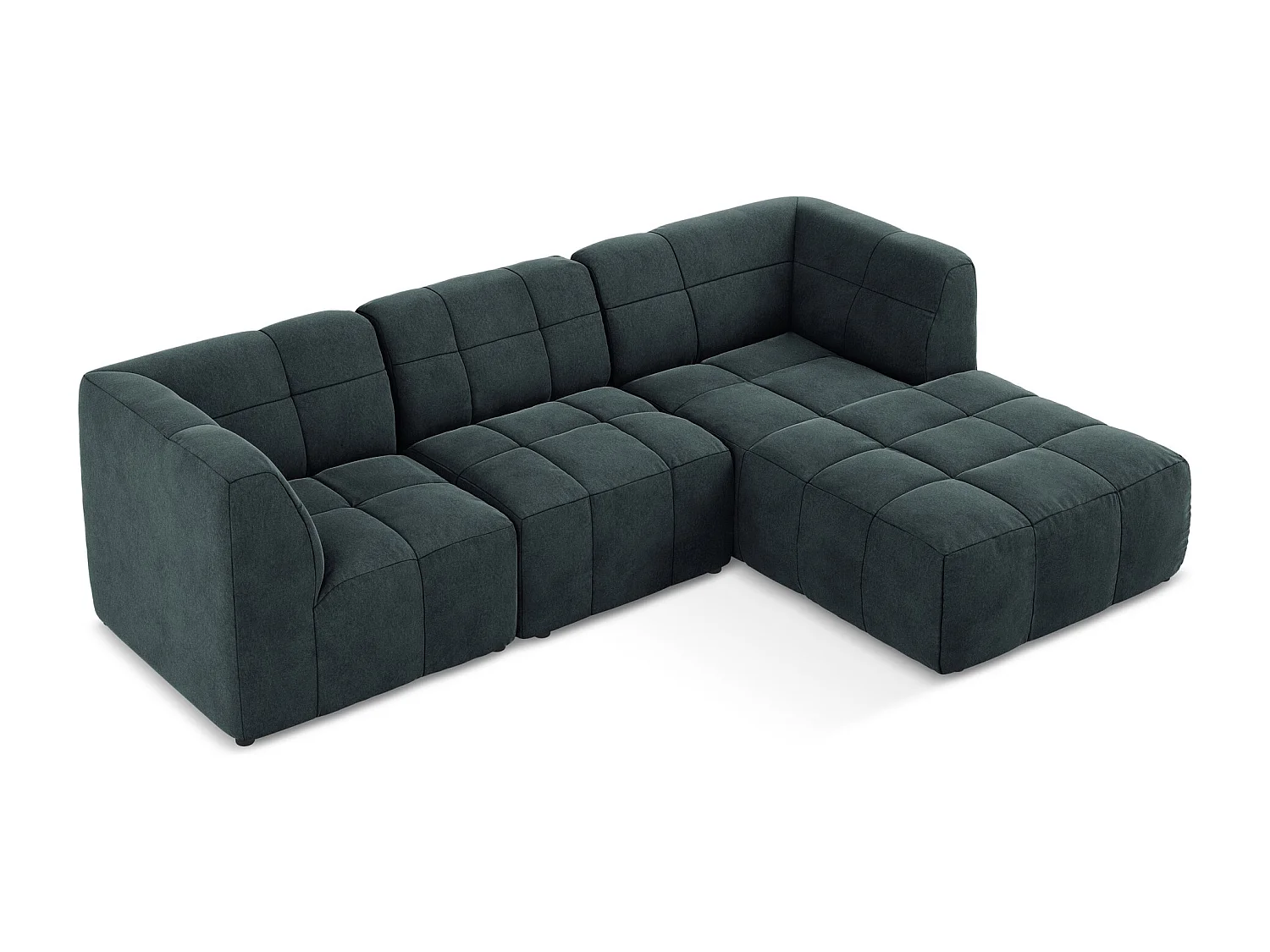 Canapé d'angle 3 places modulaire droit en velours - marin - ALOHA