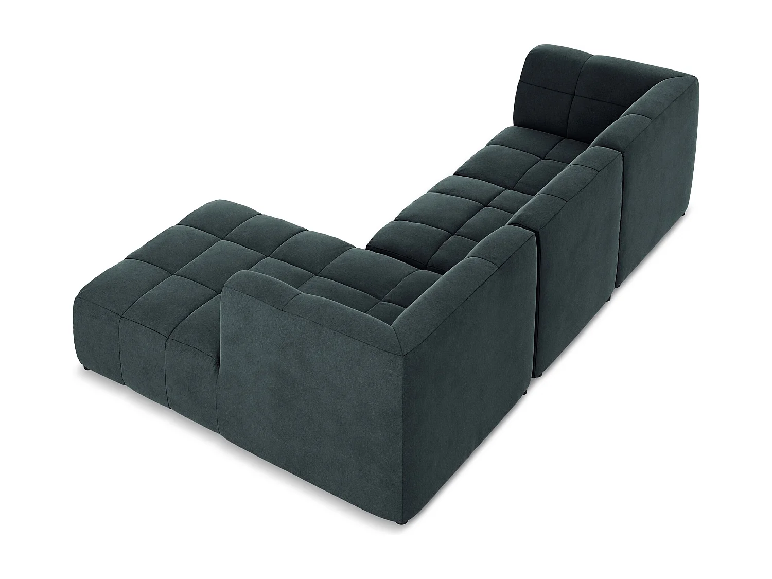 Canapé d'angle 3 places modulaire droit en velours - marin - ALOHA