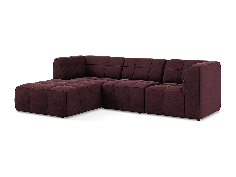 3-Sitzer Modulares Ecksofa - Ecke Links - Samt - Burgund - ALOHA