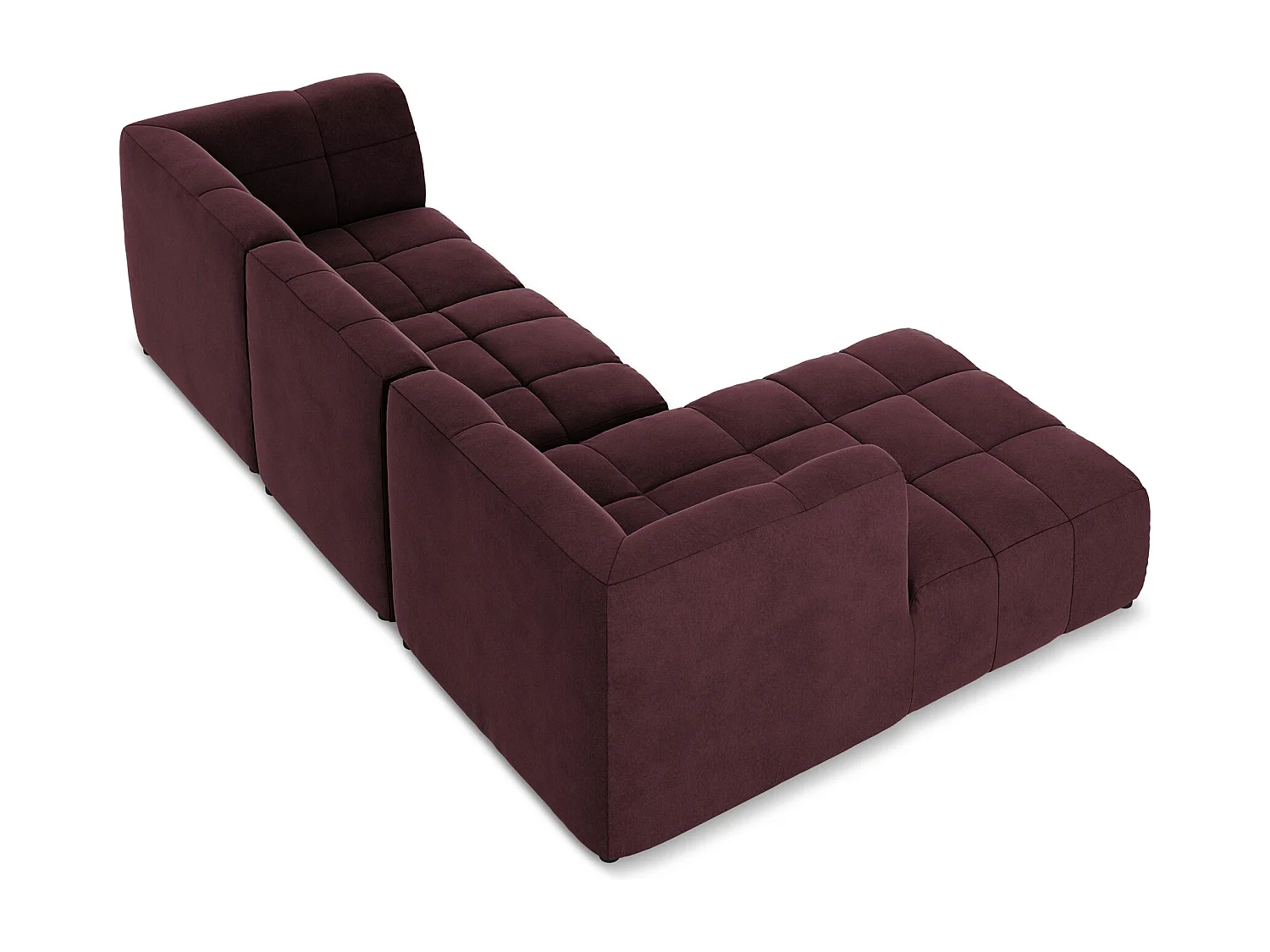 Canapé d'angle 3 places modulaire gauche en velours - bourgogne - ALOHA