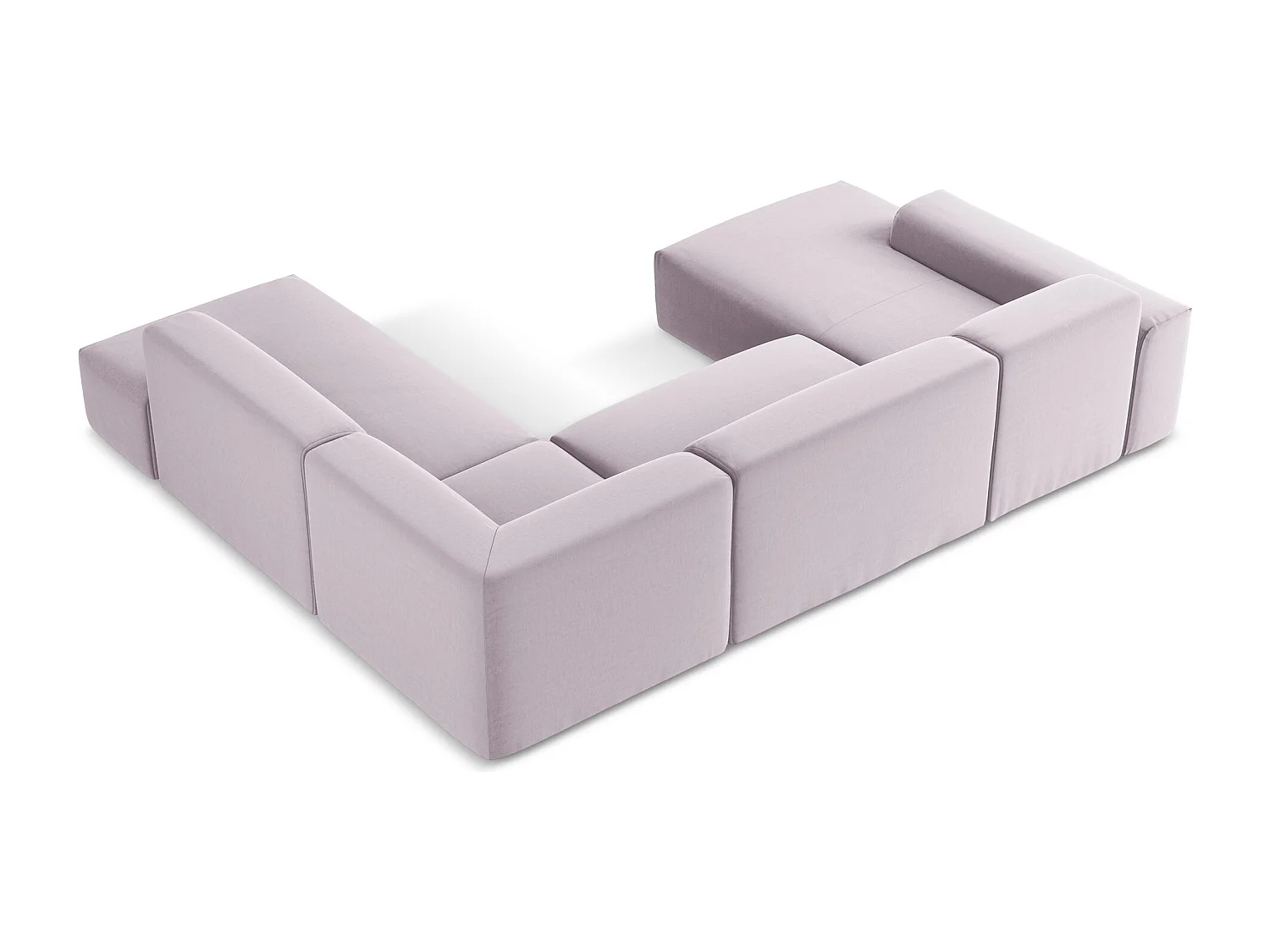 Sofa panoramiczna prawa - z tkaniny welwetowej - lawendowy - KELI