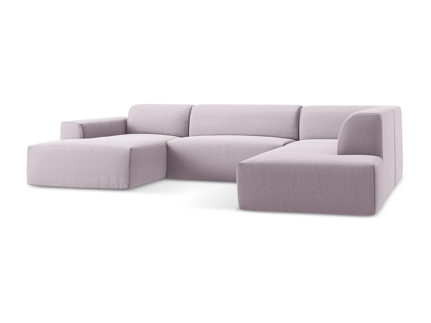 Canapé panoramique 5 places droit en velours - lavande - KELI