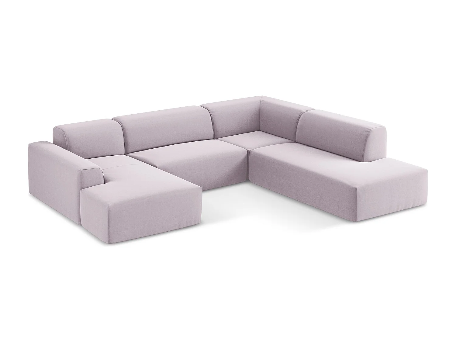 Canapé panoramique 5 places droit en velours - lavande - KELI