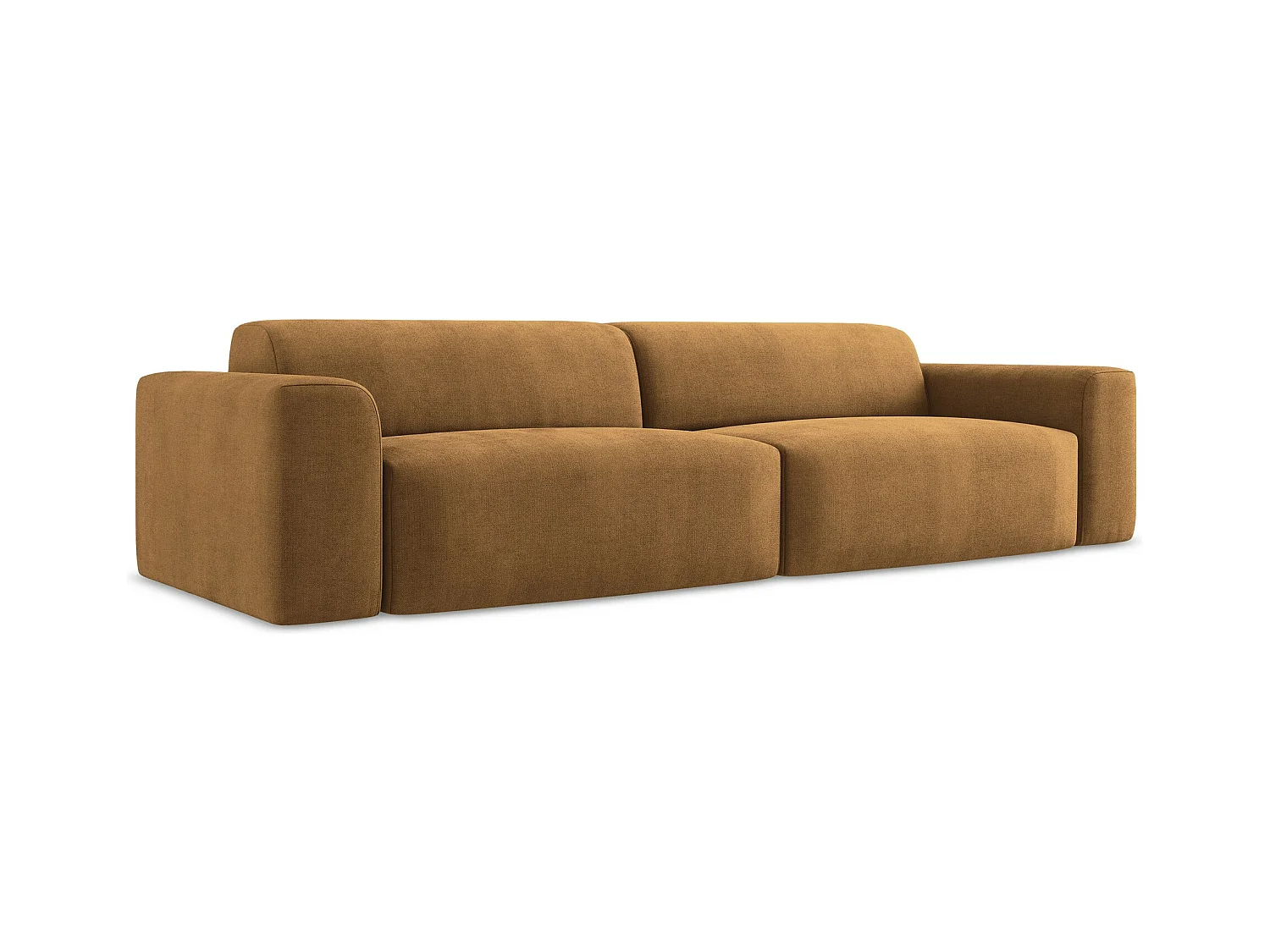 Canapé modulable 4 places en tissu texturé - terre cuite - KELI