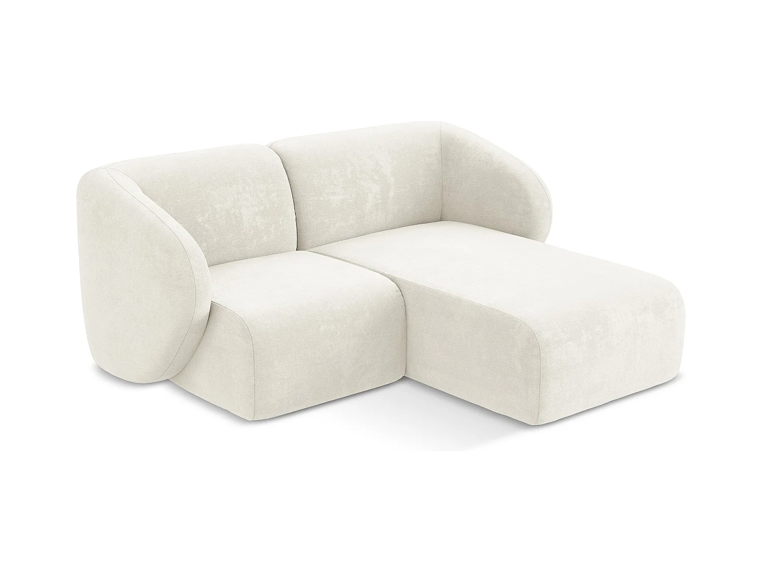 2,5-Sitzer Modulares Ecksofa - Ecke Rechts - Chenille - Weiß - LANI