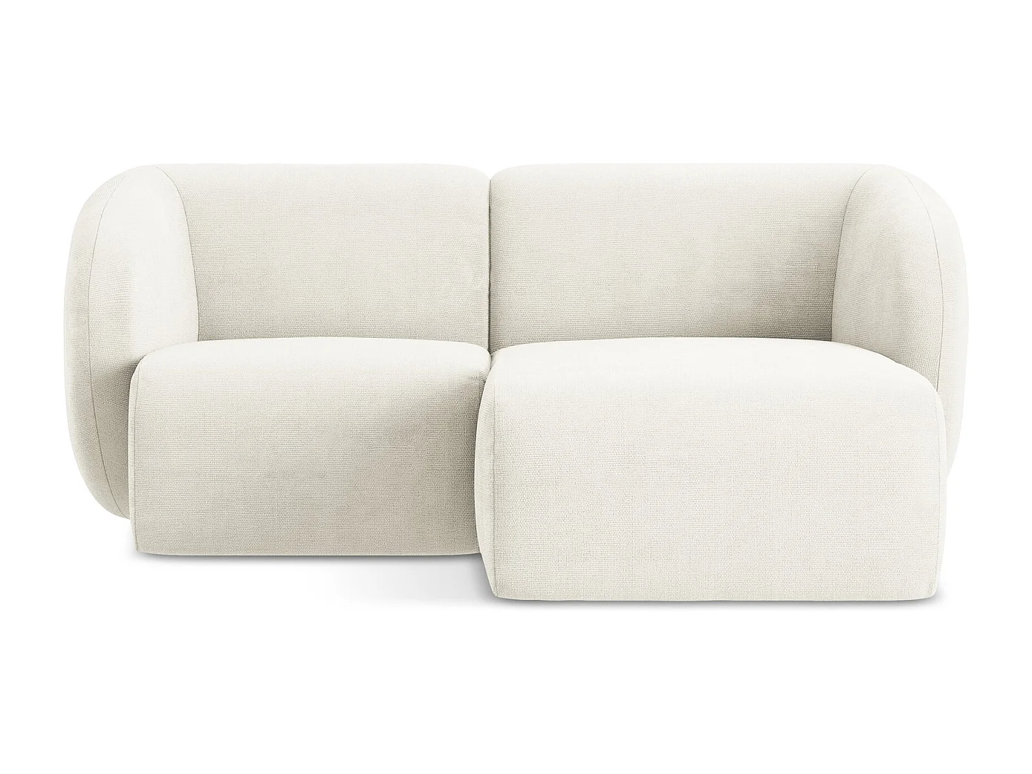 Canapé d'angle 2,5 places modulaire droit en tissu chenille - blanc - LANI