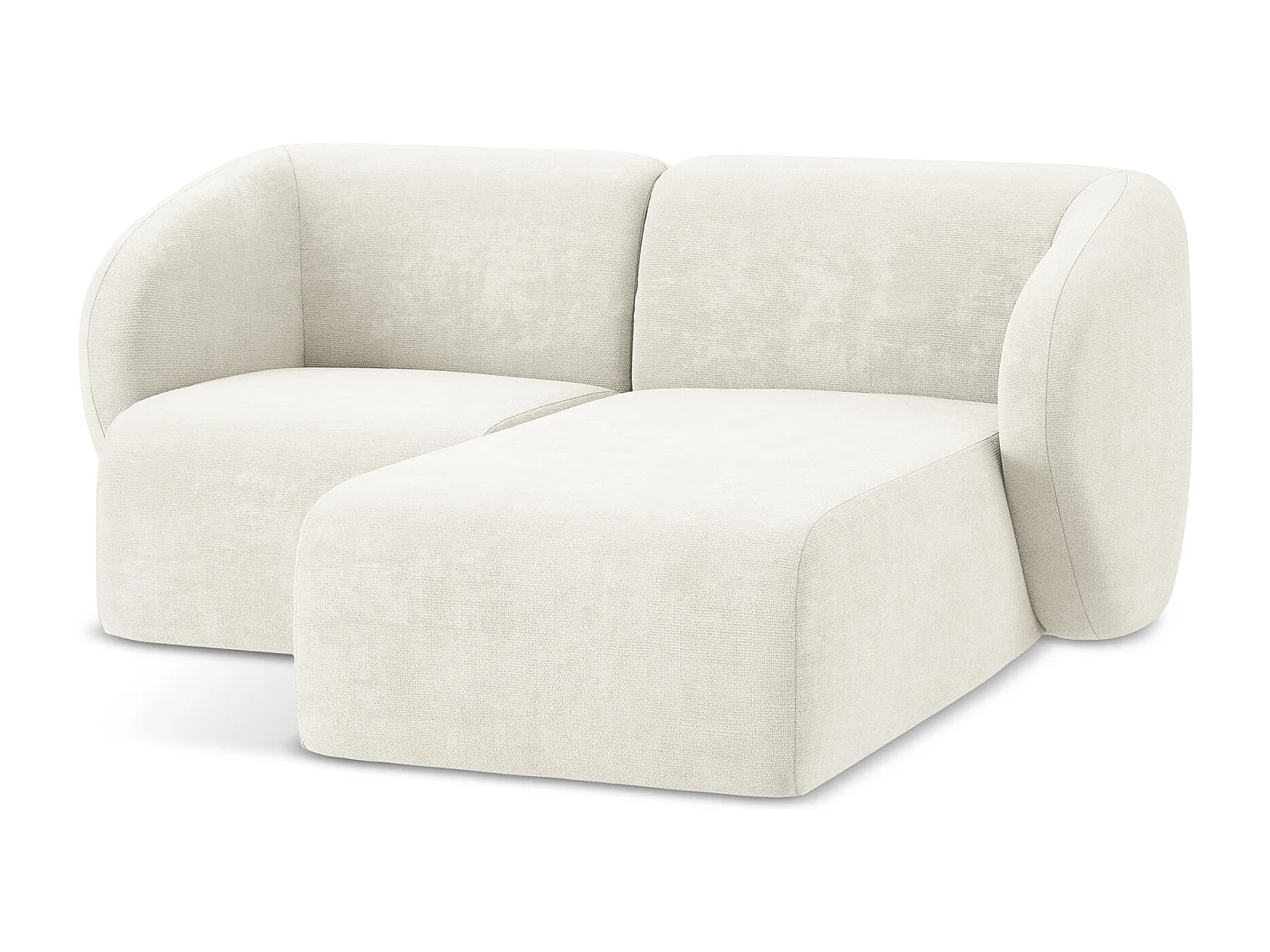 Canapé d'angle 2,5 places modulaire droit en tissu chenille - blanc - LANI