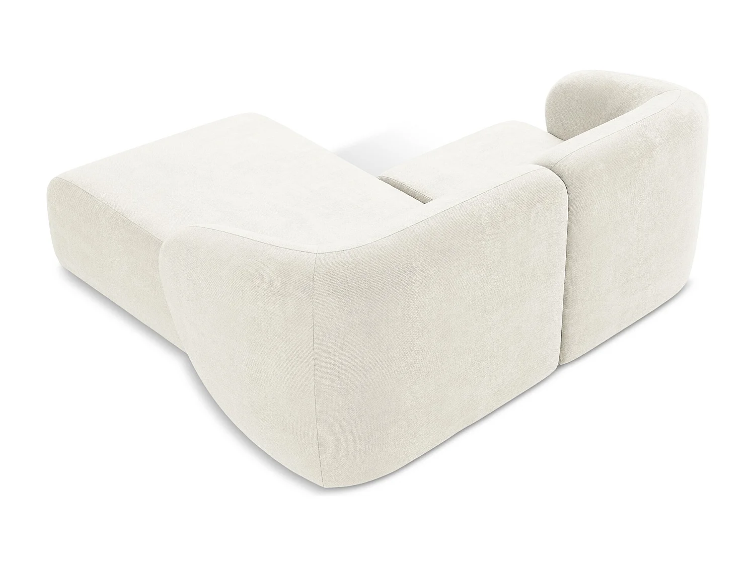 Canapé d'angle 2,5 places modulaire droit en tissu chenille - blanc - LANI