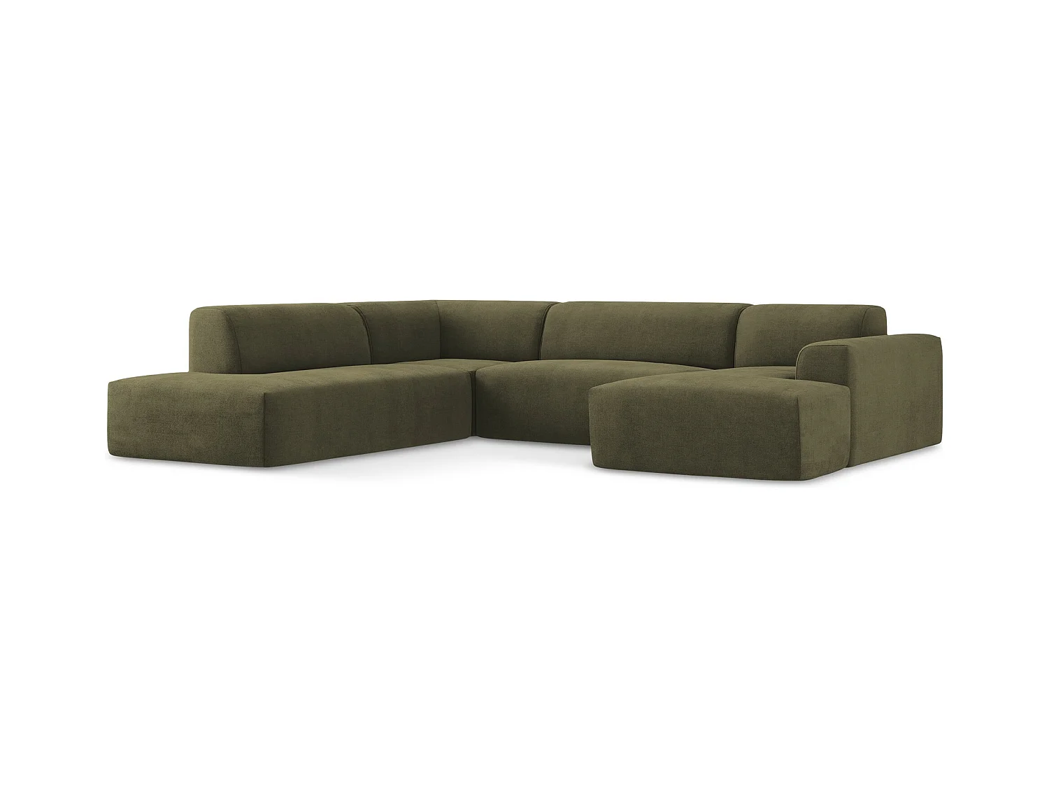 Große Wohnlandschaft Links - - Strukturstoff - Olive - KELI