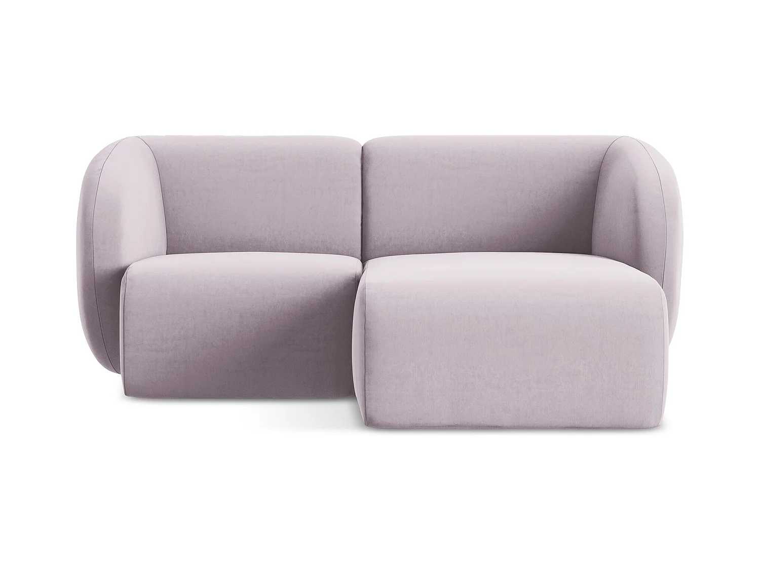 Canapé d'angle 2,5 places modulaire droit en velours - lavande - LANI