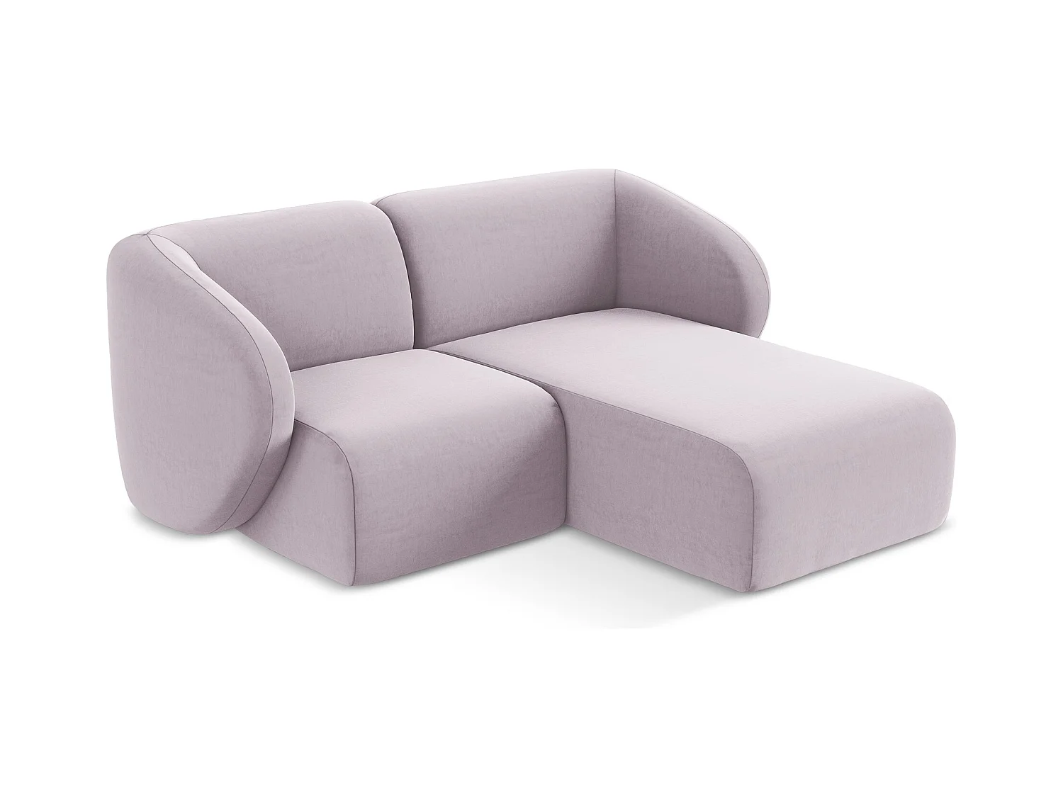Canapé d'angle 2,5 places modulaire droit en velours - lavande - LANI